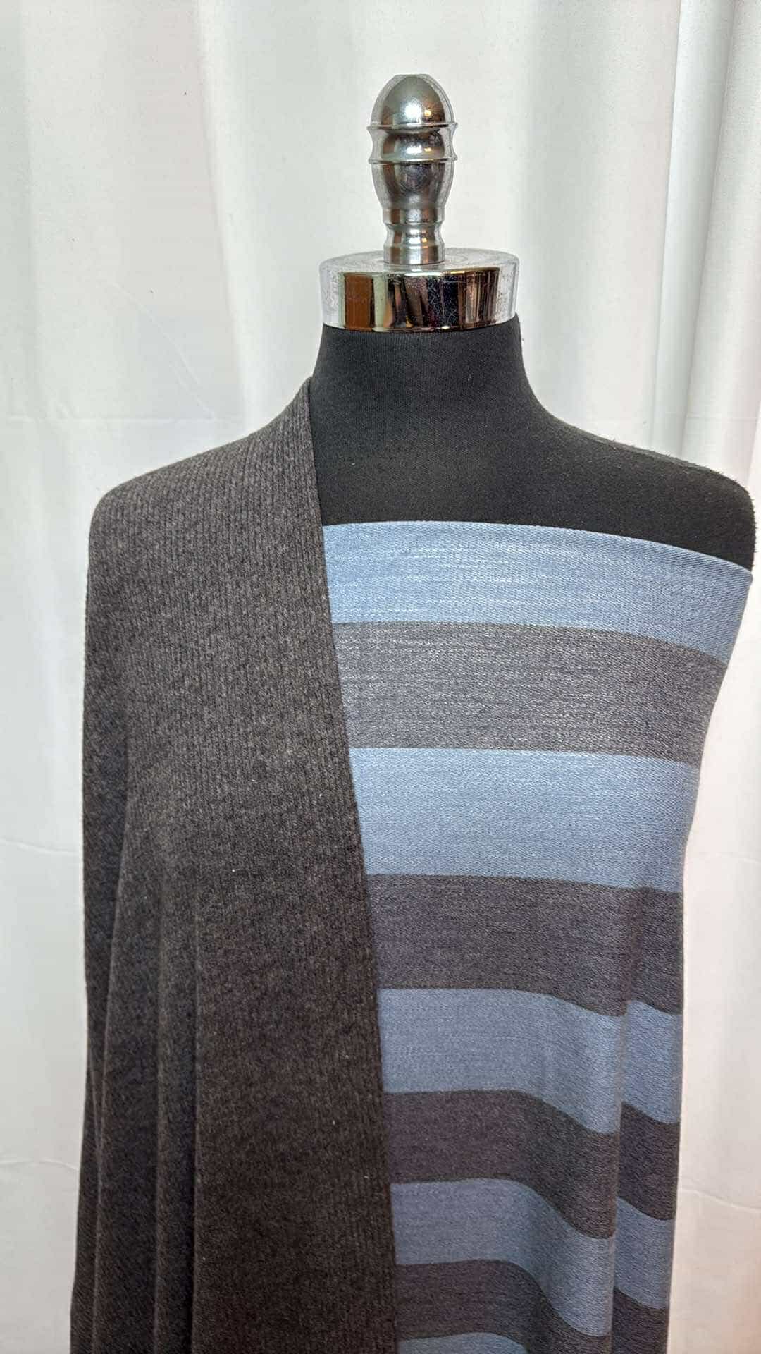 WIDE STRIPE/CHARCOAL BUNDLE : 2YD Wide Stripe RSL FT & 3YD Charcoal Brushed Rib Hacci SK : A26985