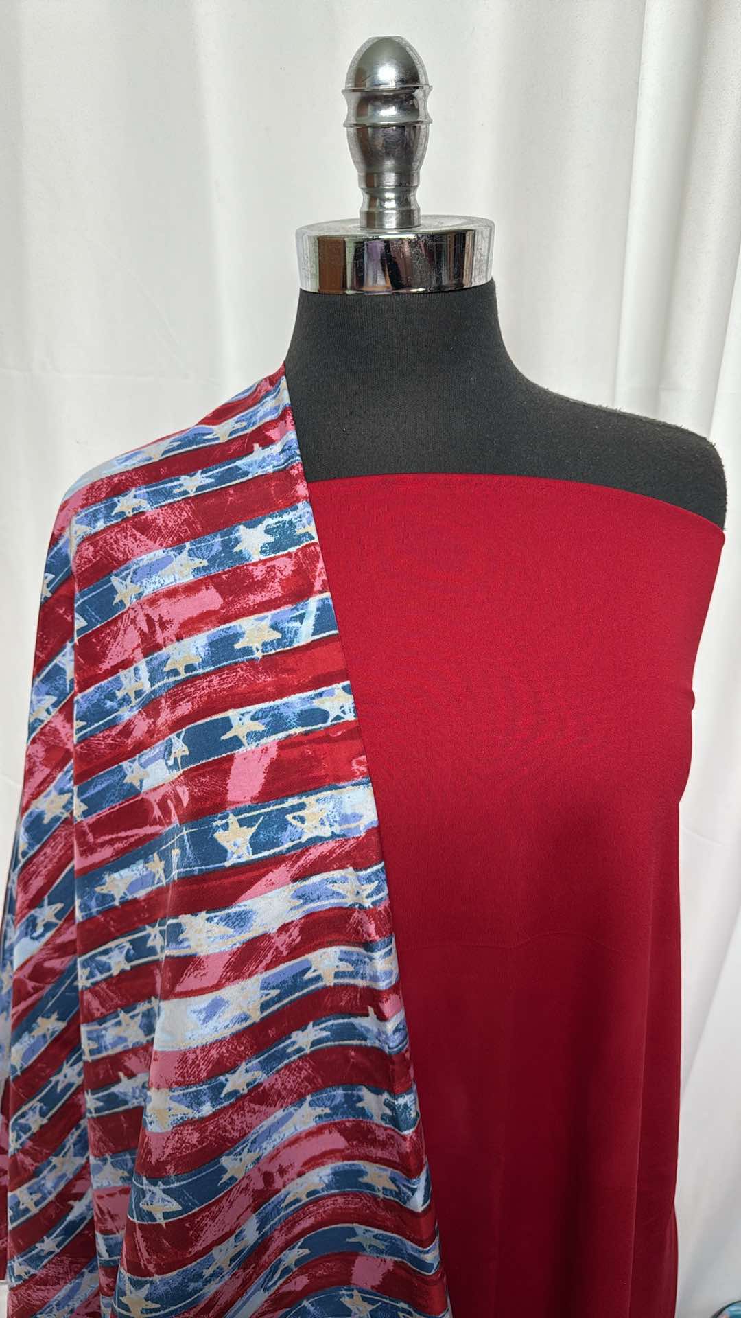 PATRIOTIC BOARDSHORT BUNDLE : 1YD Deep Red Yoga PF & 2YD Stars & Stripes Microfiber Boardshort (No Stretch) : A27154