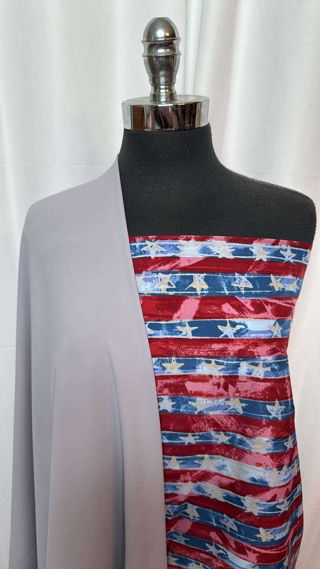 GREY/STAR-STRIPE BUNDLE : 2YD Star/Stripe Microfiber Boardshort (No Stretch) & 1.5YD Grey Recycled Yoga PF : A27460