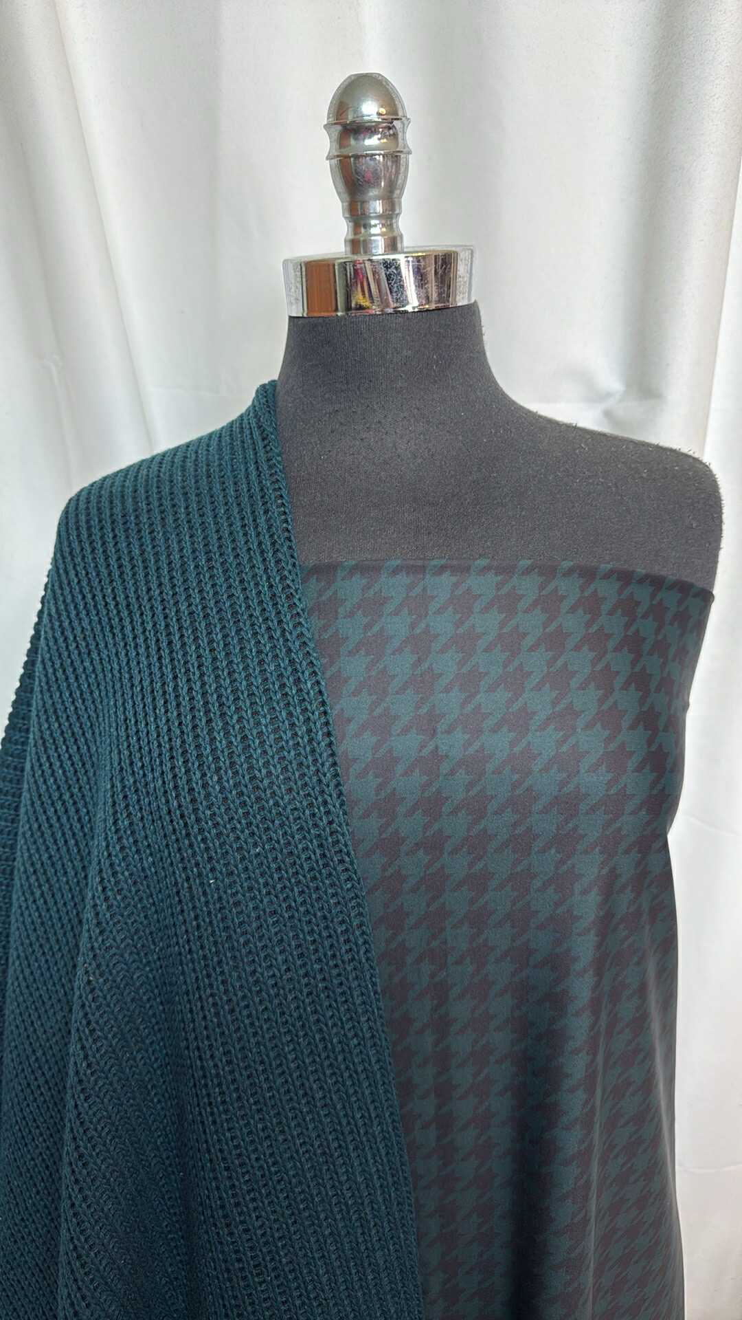 TEAL/HOUNDSTOOTH BUNDLE : 1+YD Houndstooth Yoga PF & 2YD Teal Heavy Flatback SK : A28781
