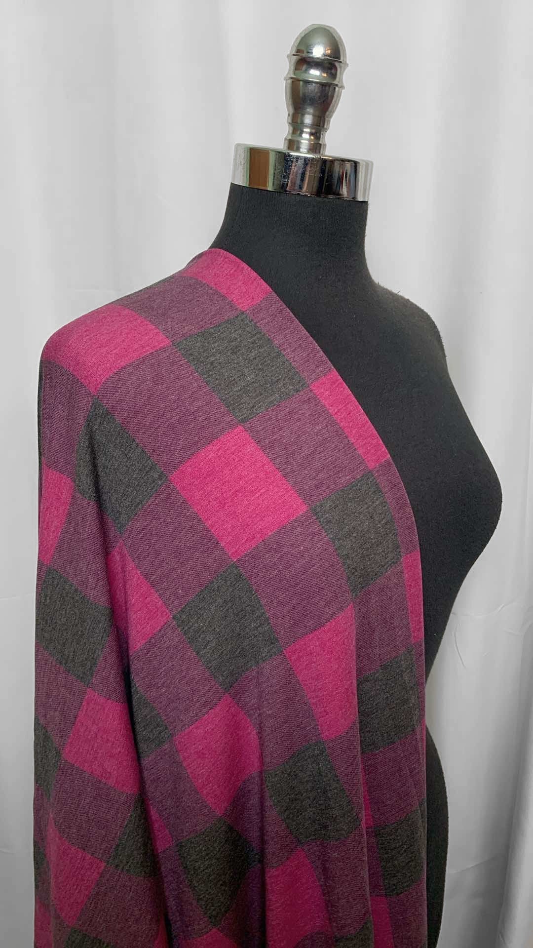 Charcoal/Purple Plaid - PRS French Terry - 2 Yard Cut