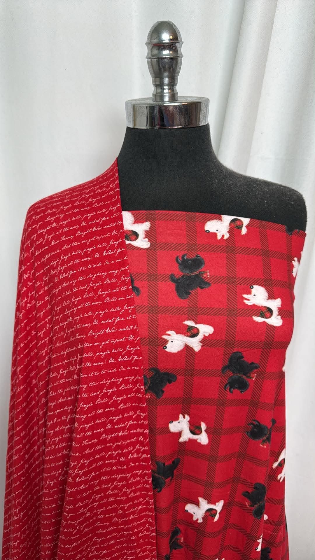 SCOTTIE DOGS/JINGLE BELLS BUNDLE : 1.5YD Scottie Dogs DBP & 1.5YD Red Jingle Bells DBP : A30750