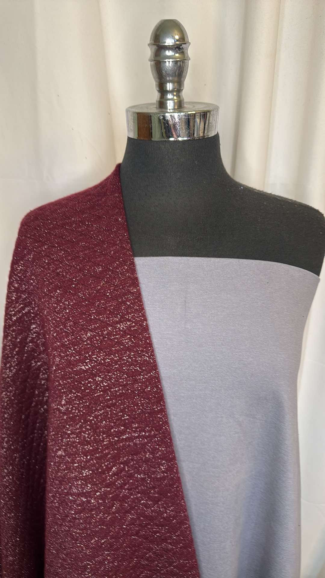 BURGUNDY QUILTED/PEACHED BUNDLE : 2YD Rose/Silver Peached PF & 1YD Burgundy Quilted : A26773