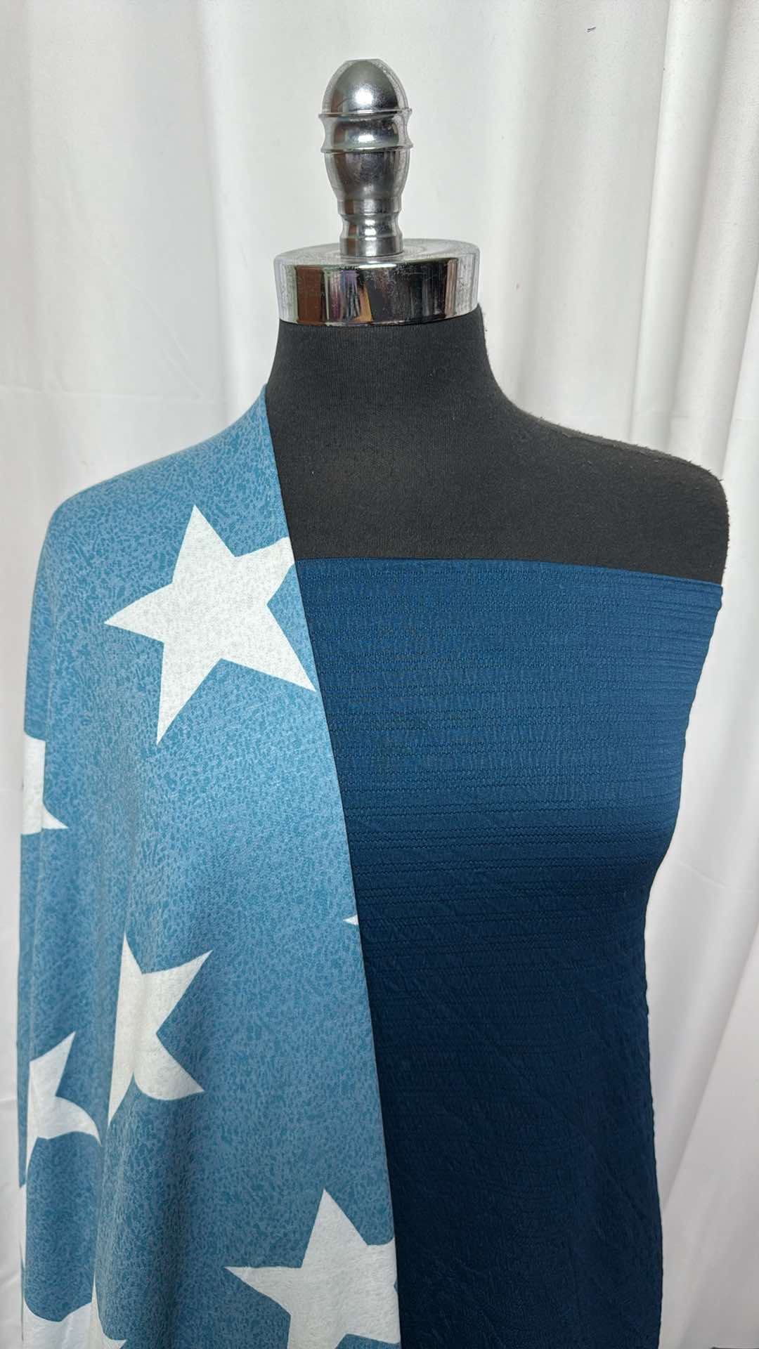 SHIRRED/BLUE STAR BUNDLE : 2YD Blue Shirred ITY (50" Wide) & 3YD Blue Star PRS FT : A27229