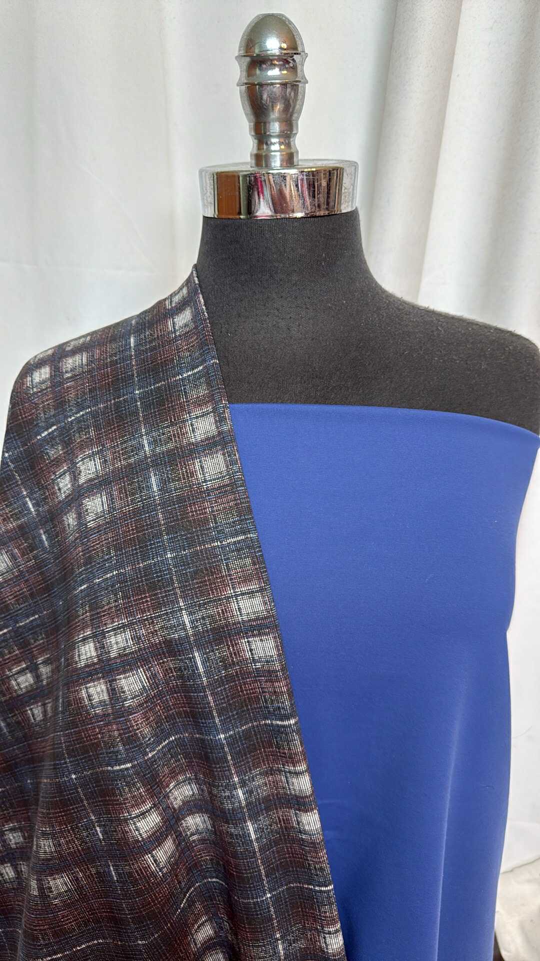 BLUE/PLAID BUNDLE : 1.5YD Blue Supplex & 2.5YD Plaid Brushed Cotton FT : A28855