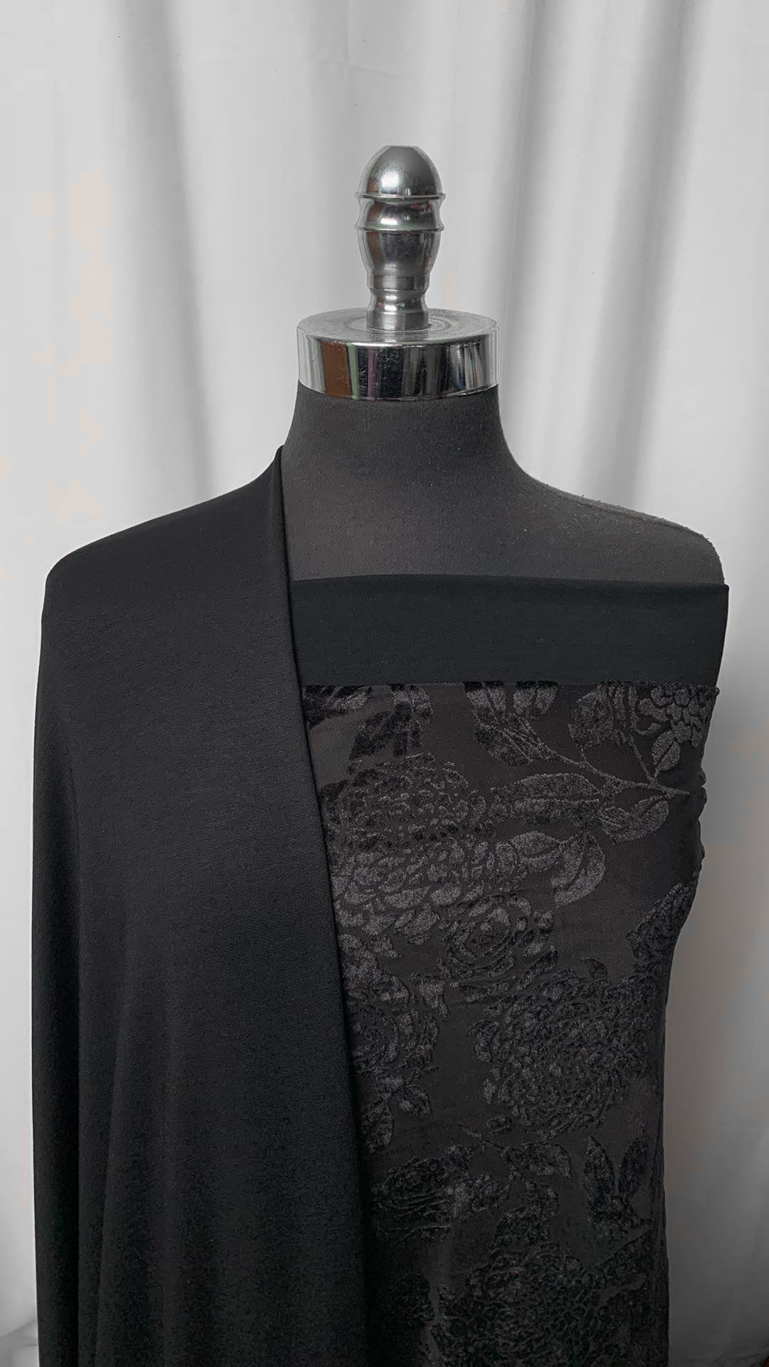 2YD Black Floral Velvet Burnout & 2YD Black Bamboo/Nylon/Spandex & 2YD Black Modal FT : VSG002