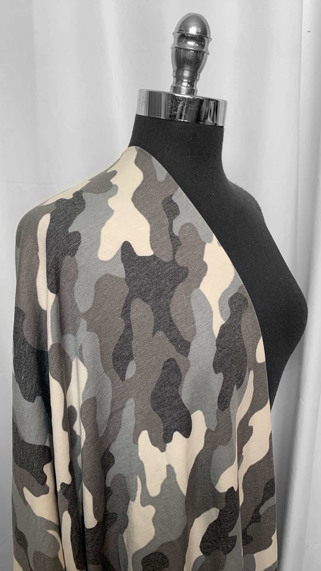 Charcoal/Grey/White Camo - PRS French Terry - 2 Yard Cut