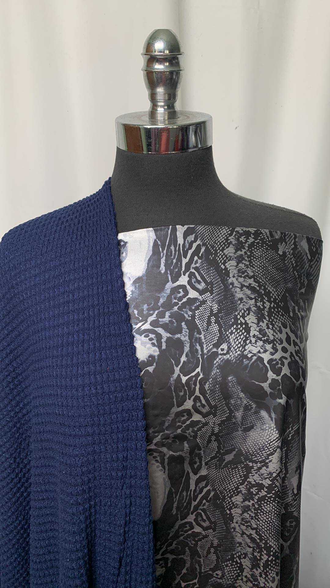 SNAKE WAFFLE BUNDLE : 2YD Snake Foil ITY & 2YD Navy Pucker Waffle : A1599
