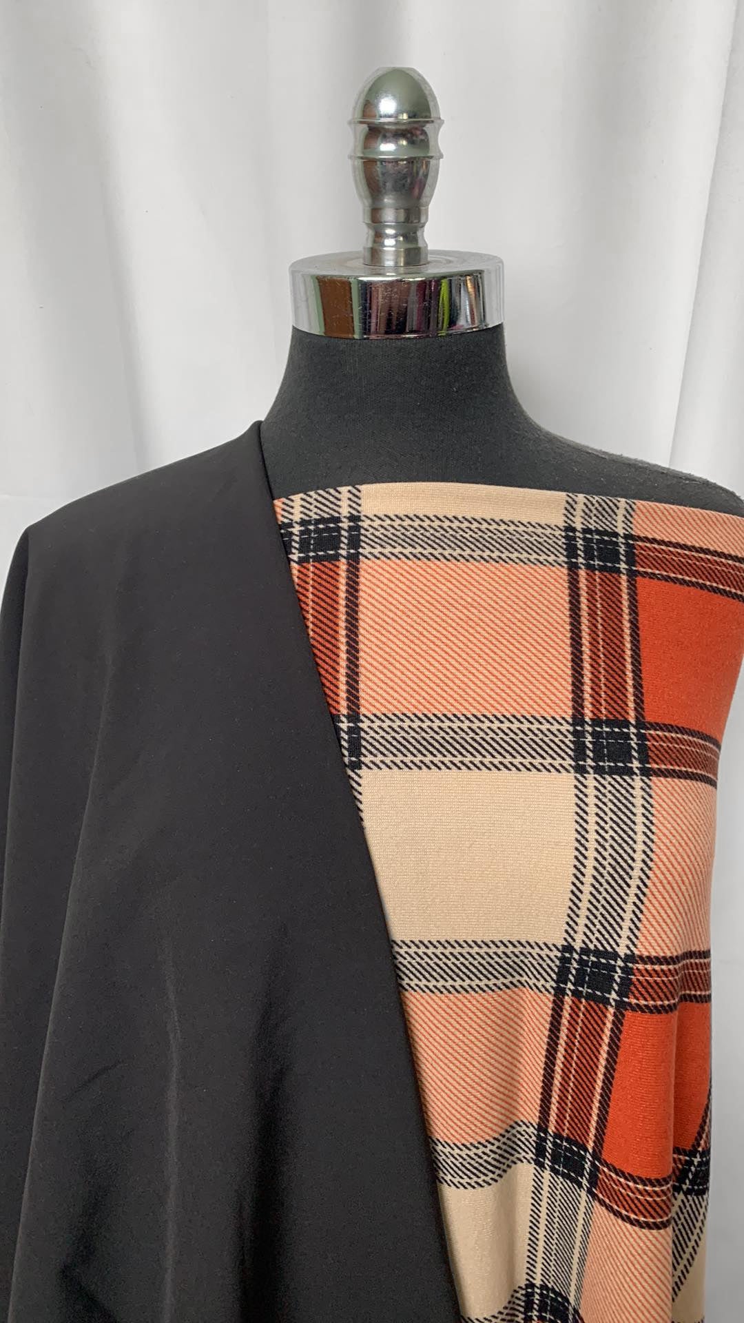 BLACK/ORANGE PLAID BUNDLE : 2YD Orange Plaid Oakley SK & 2YD Black Softshell : A2050