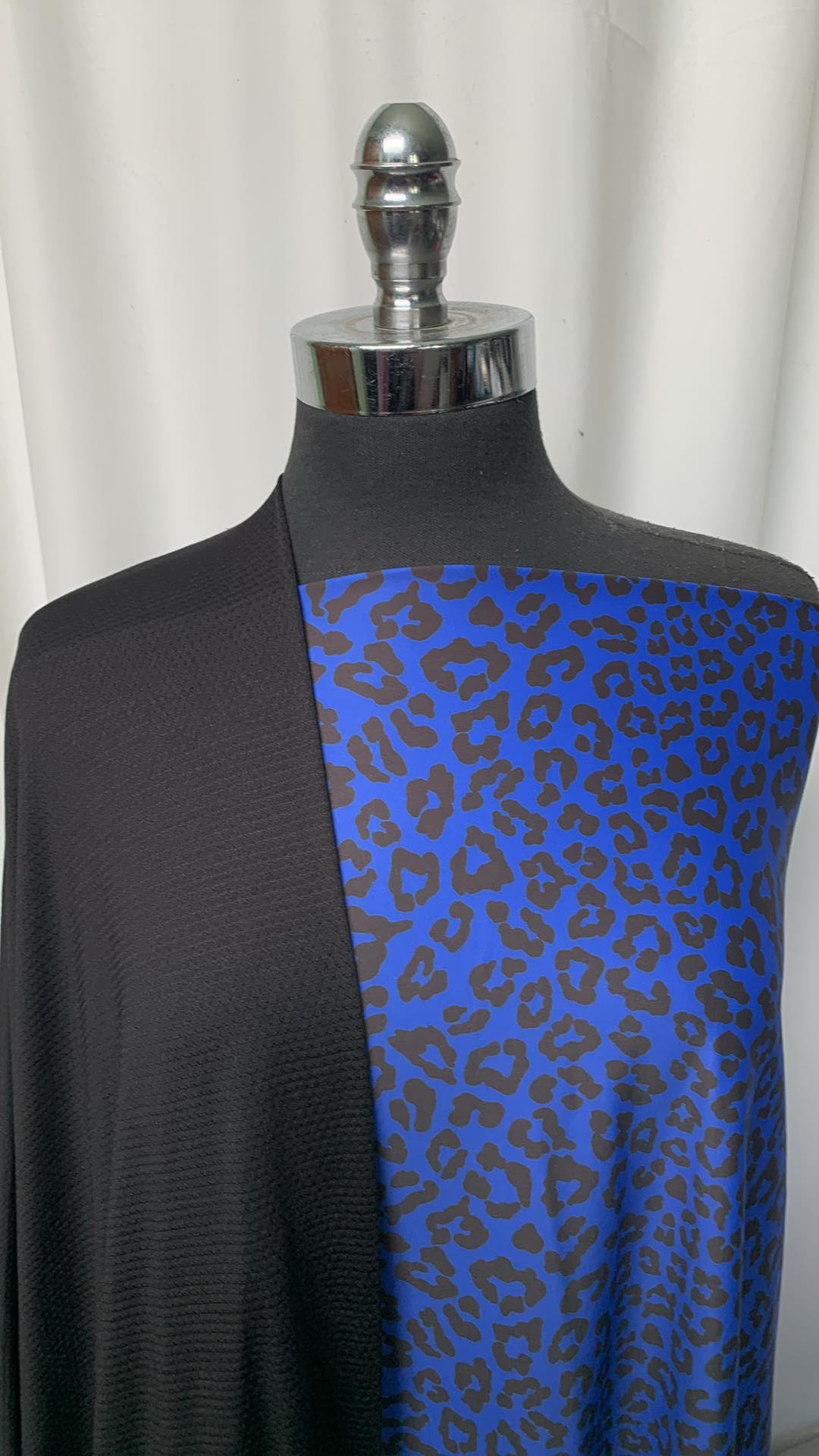 BLUE LEOPARD BUNDLE : 2YD Blue Leopard Yoga PF & 2YD Black PF Mesh : A1672