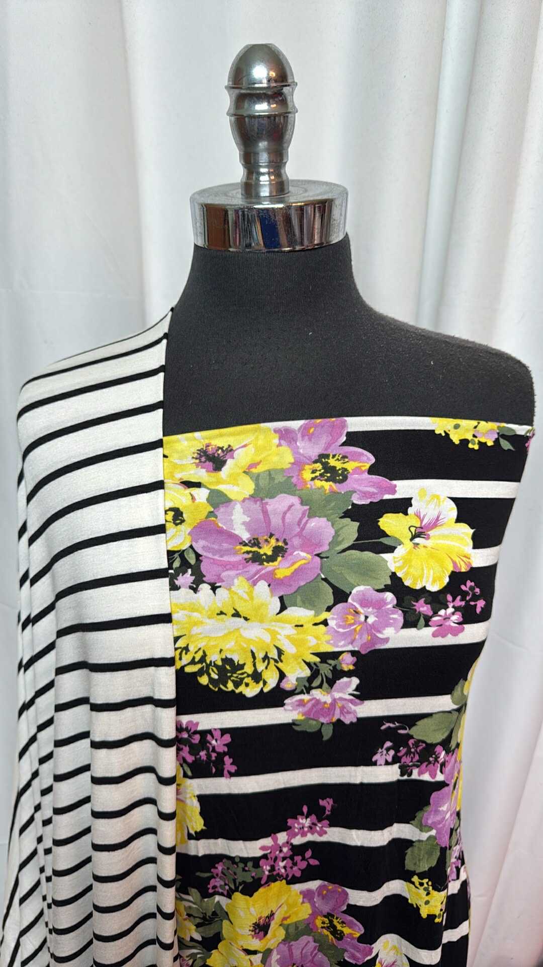 DOUBLE STRIPE/FLORAL BUNDLE : 2YD Stripe Bamboo & 1.5YD Floral Stripe Modal : A27750