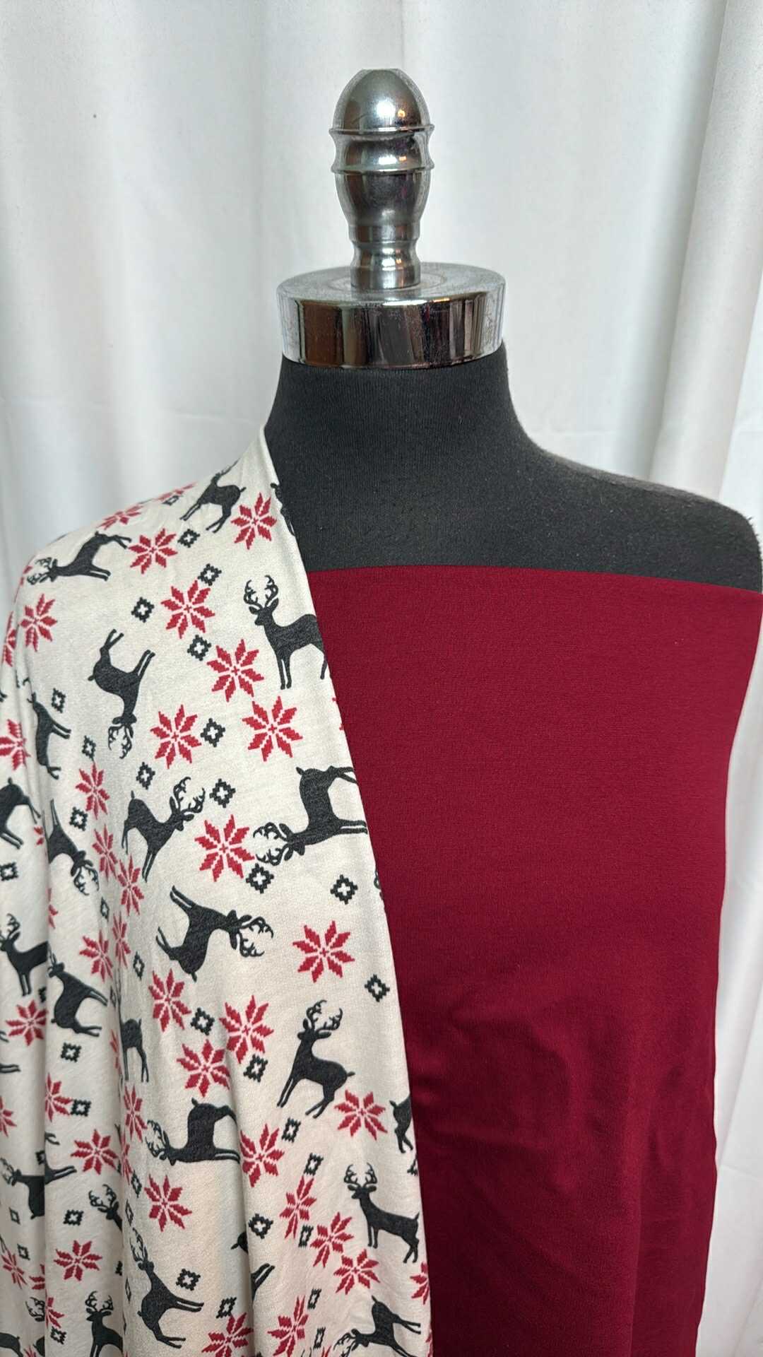 DEEP RED/DEER BUNDLE : 1+YD Deep Red Nylon Ponte & 1YD Deer PRS FT : A28153