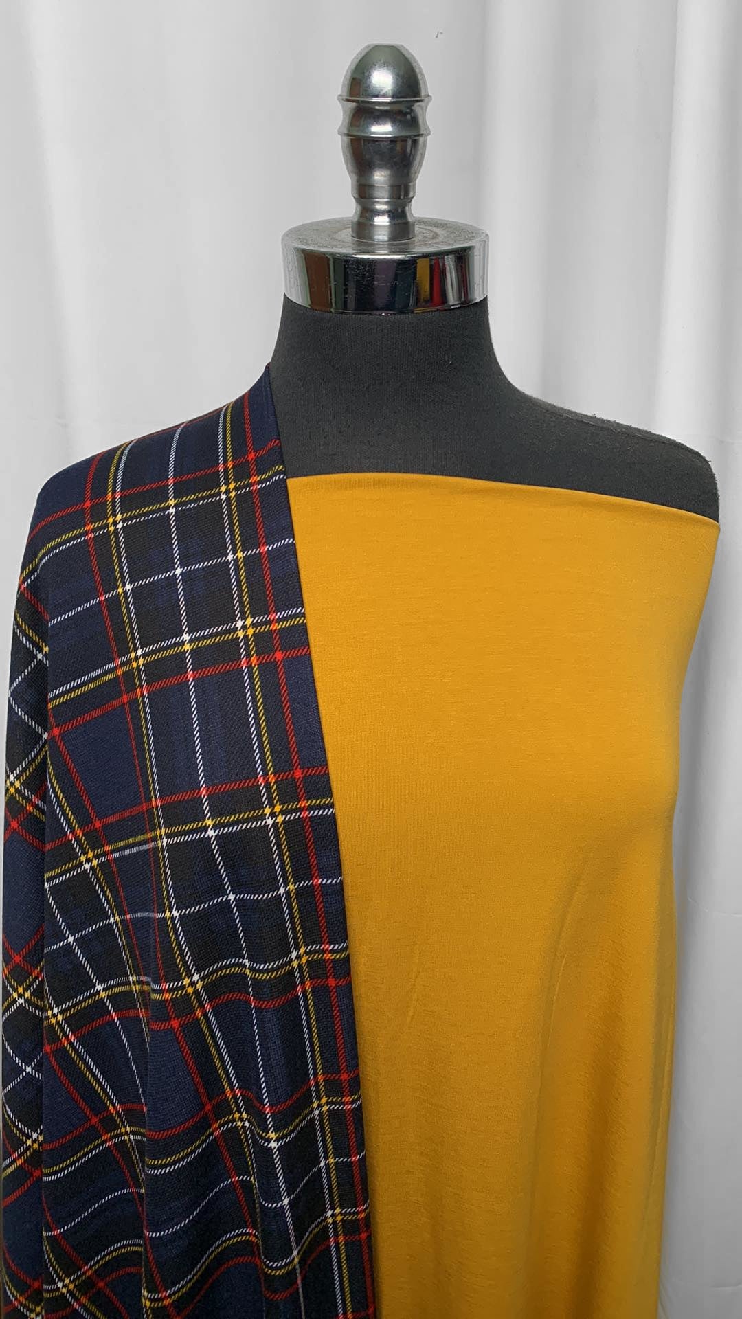 MUSTARD/PLAID BUNDLE : 2YD Plaid Ponte & 2YD Mustard MVC : A25453