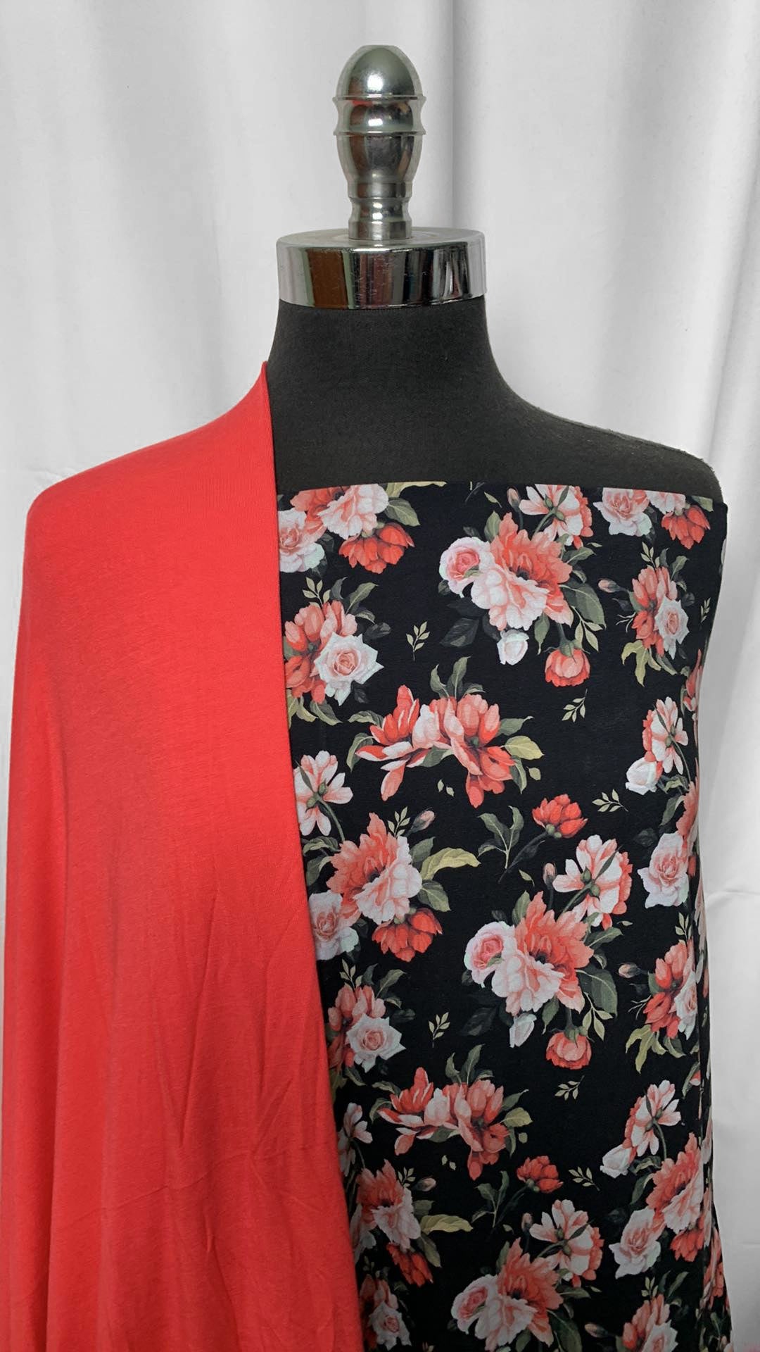 DEEP CORAL/FLORAL BUNDLE : 2YD Deep Coral Bamboo & 2YD Floral C/S : A2110