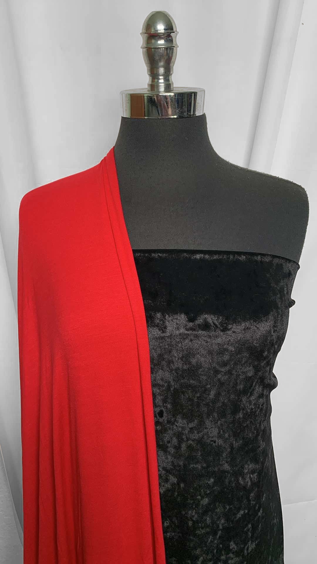RED/BLACK VELVET BUNDLE : 2YD Black Crushed Stretch Velvet & 3YD True Red Modal : A25893