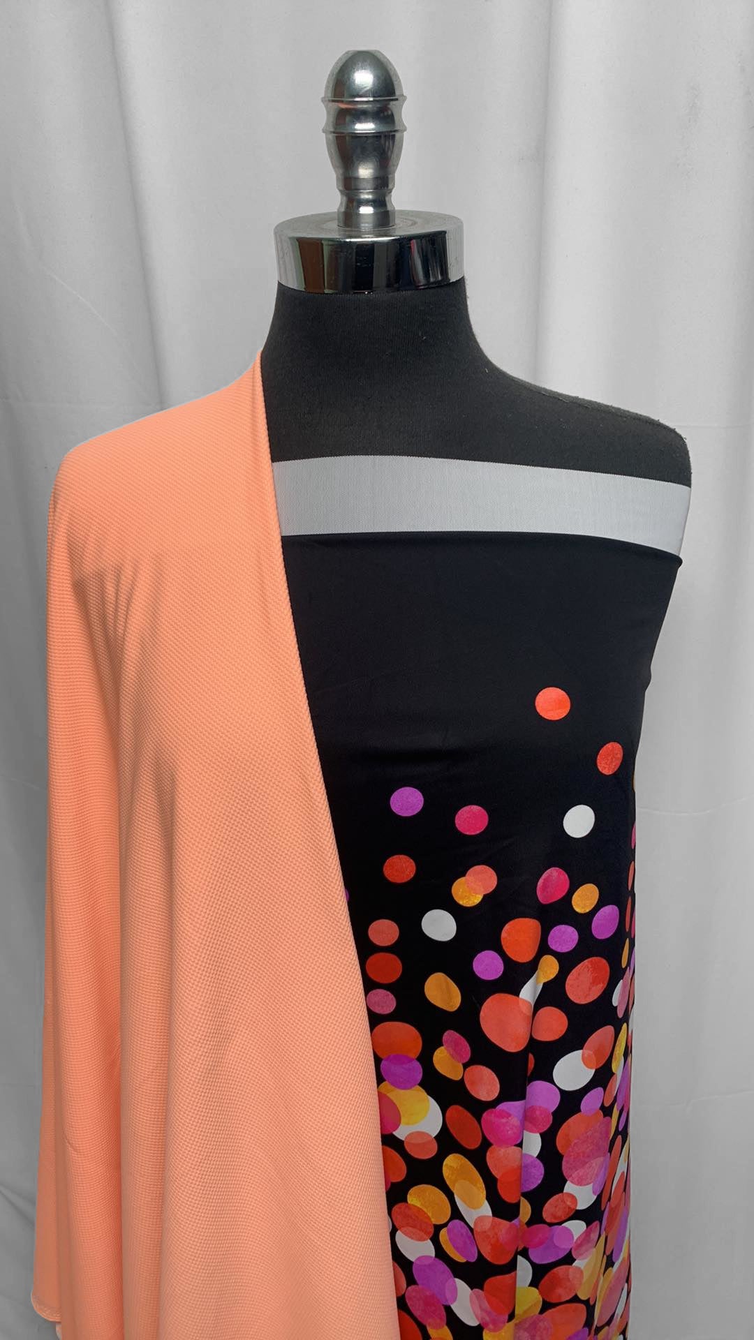 PEACH/DOTS BUNDLE : 1YD Peach Textured N/S & 1YD Heavy Powermesh & 30" Cut of Dots N/S : A25250