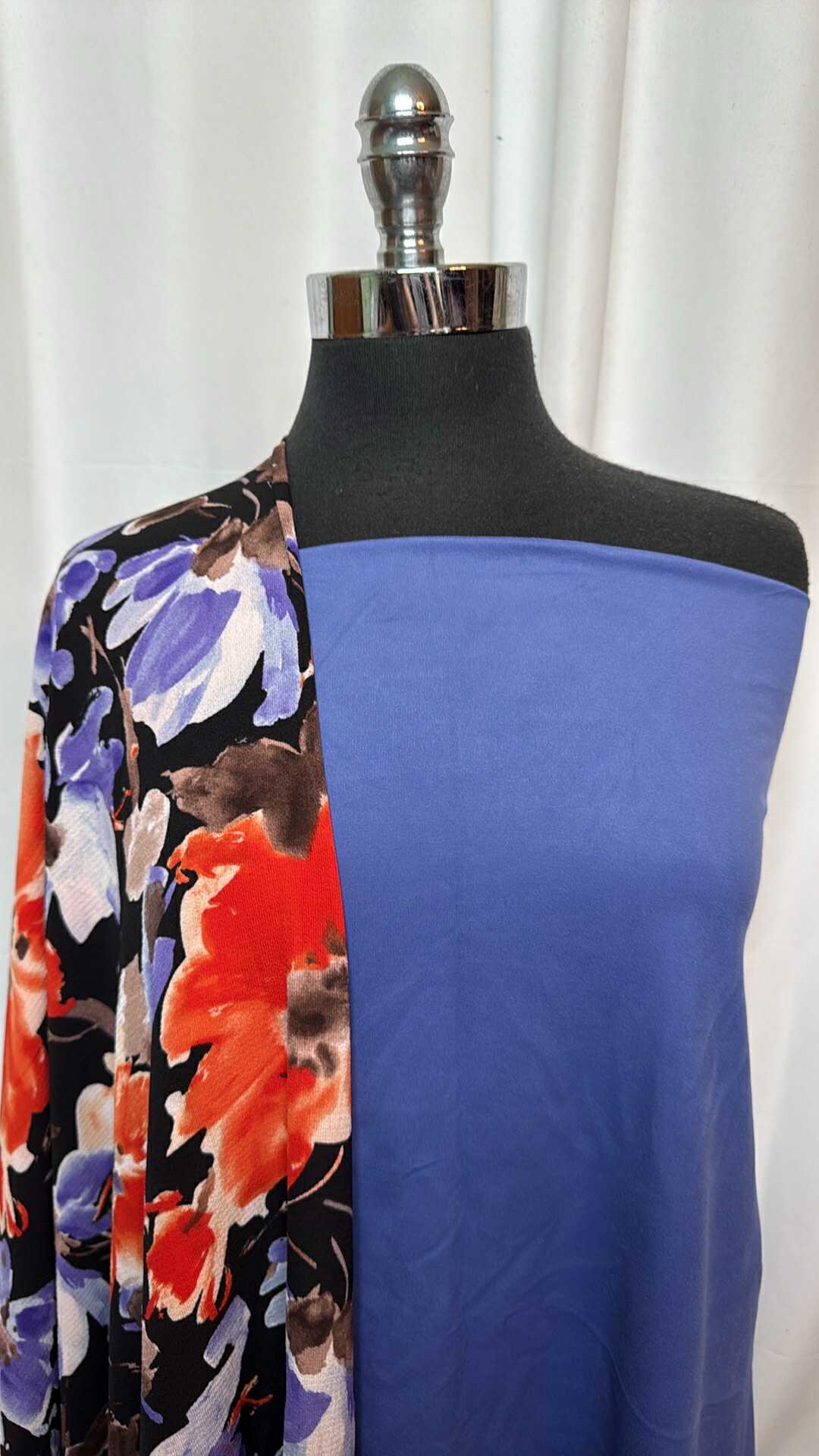 BLUE/BIG FLORAL BUNDLE : 2YD Blue Yoga PF & 2YD Big Floral Bubble Crepe : A27463