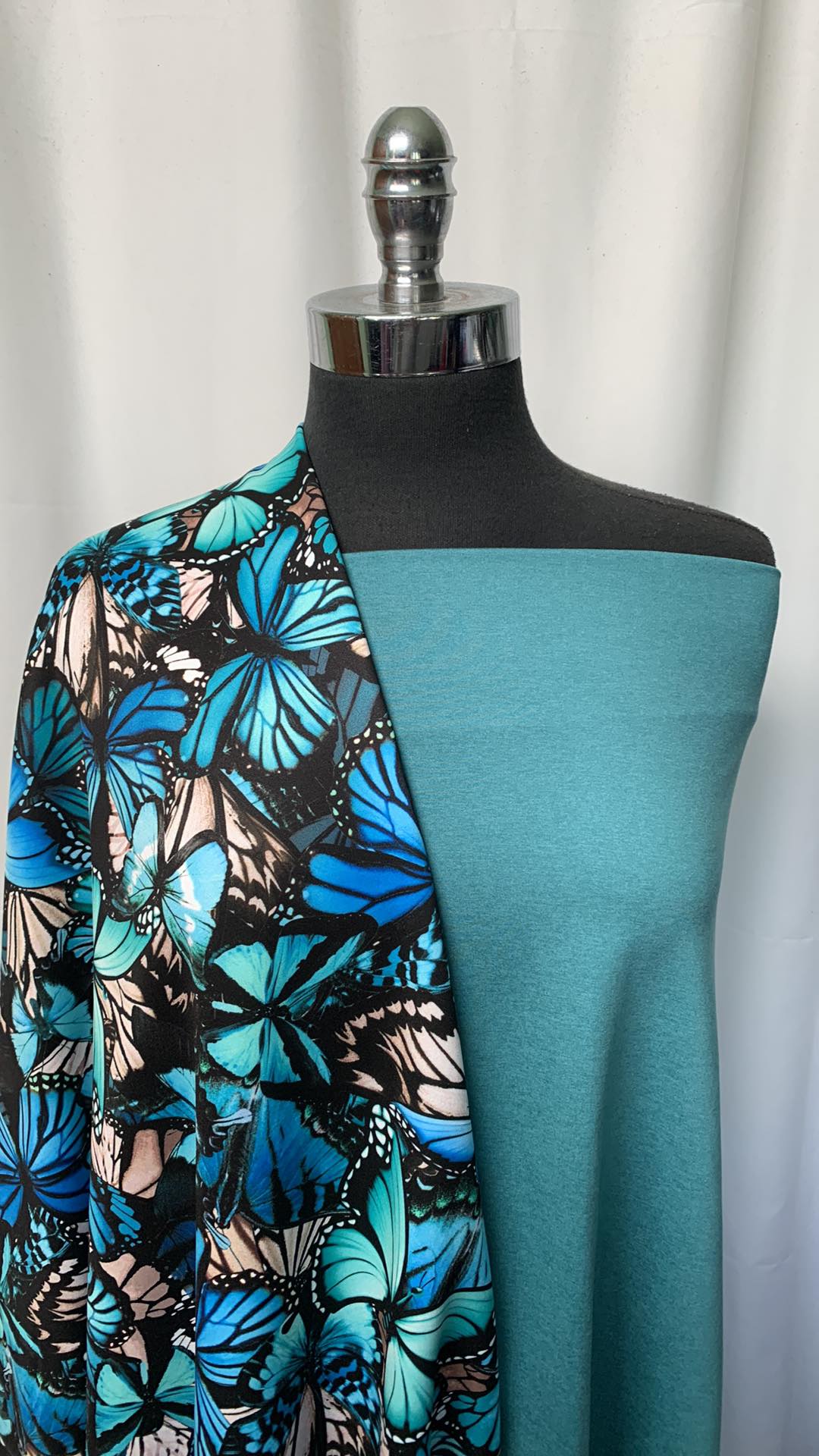 DUSTY AQUA BUTTERFLY BUNDLE : 1YD Dusty Aqua Peached PF & 2YD Butterfly Fleece : A1573