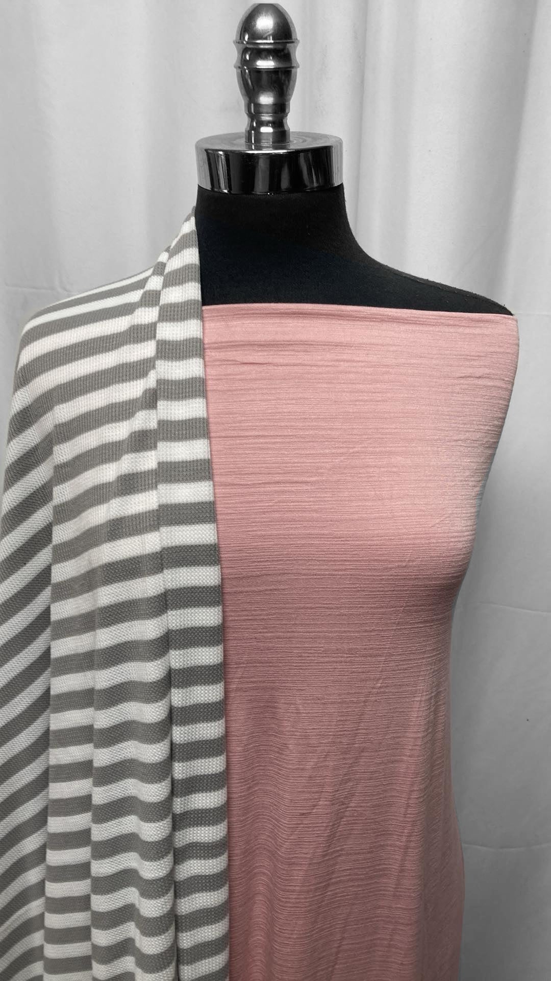PINK SLUB/STRIPE BUNDLE : 2YD Pink Ice Slub R/S & 2YD Stripe Thermal : A25186