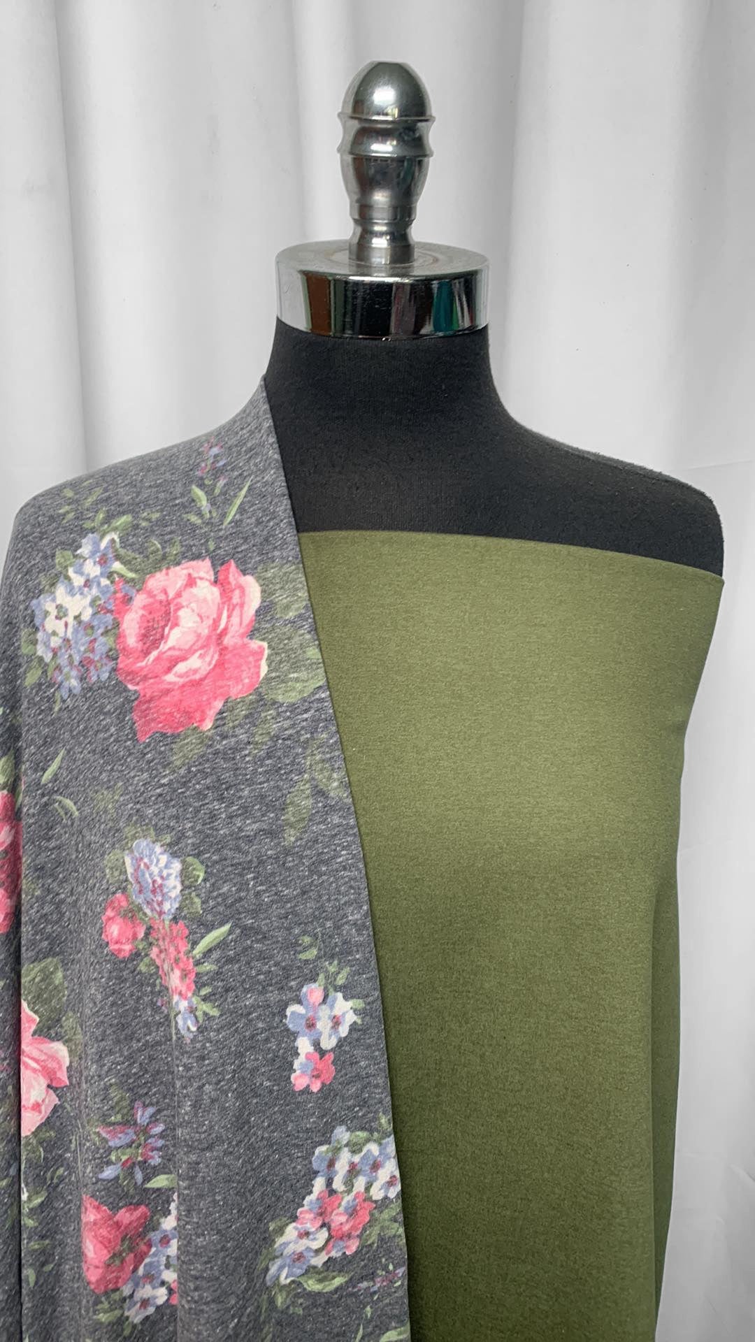 OLIVE/TRIBLEND FLORAL BUNDLE : 2YD Olive Peached PF & 2YD Floral Triblend Jersey : A25335