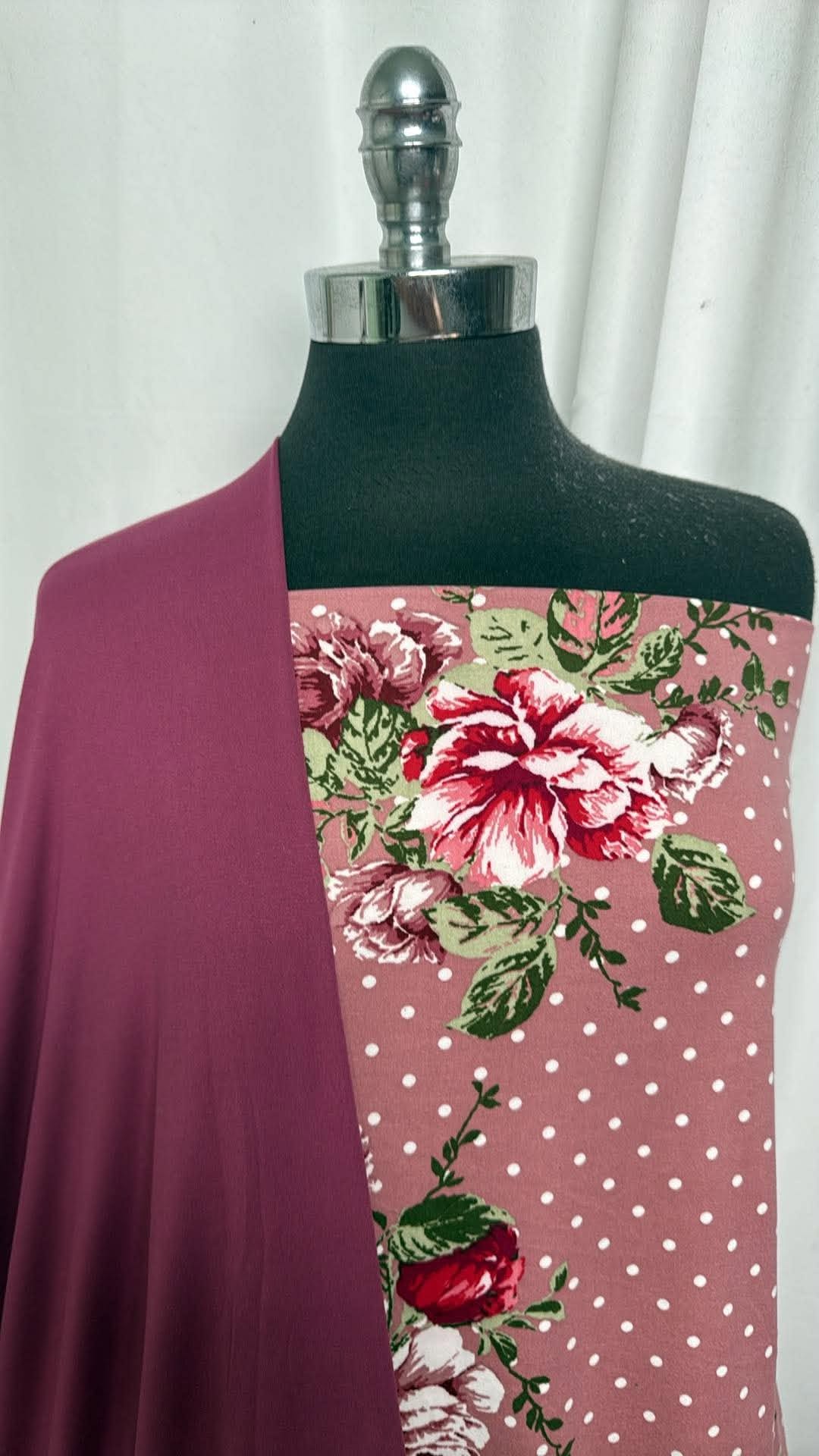 DEEP MAUVE/DOT FLORAL BUNDLE : 2YD Deep Mauve DBP & 2YD Dot Floral DBP : A31030