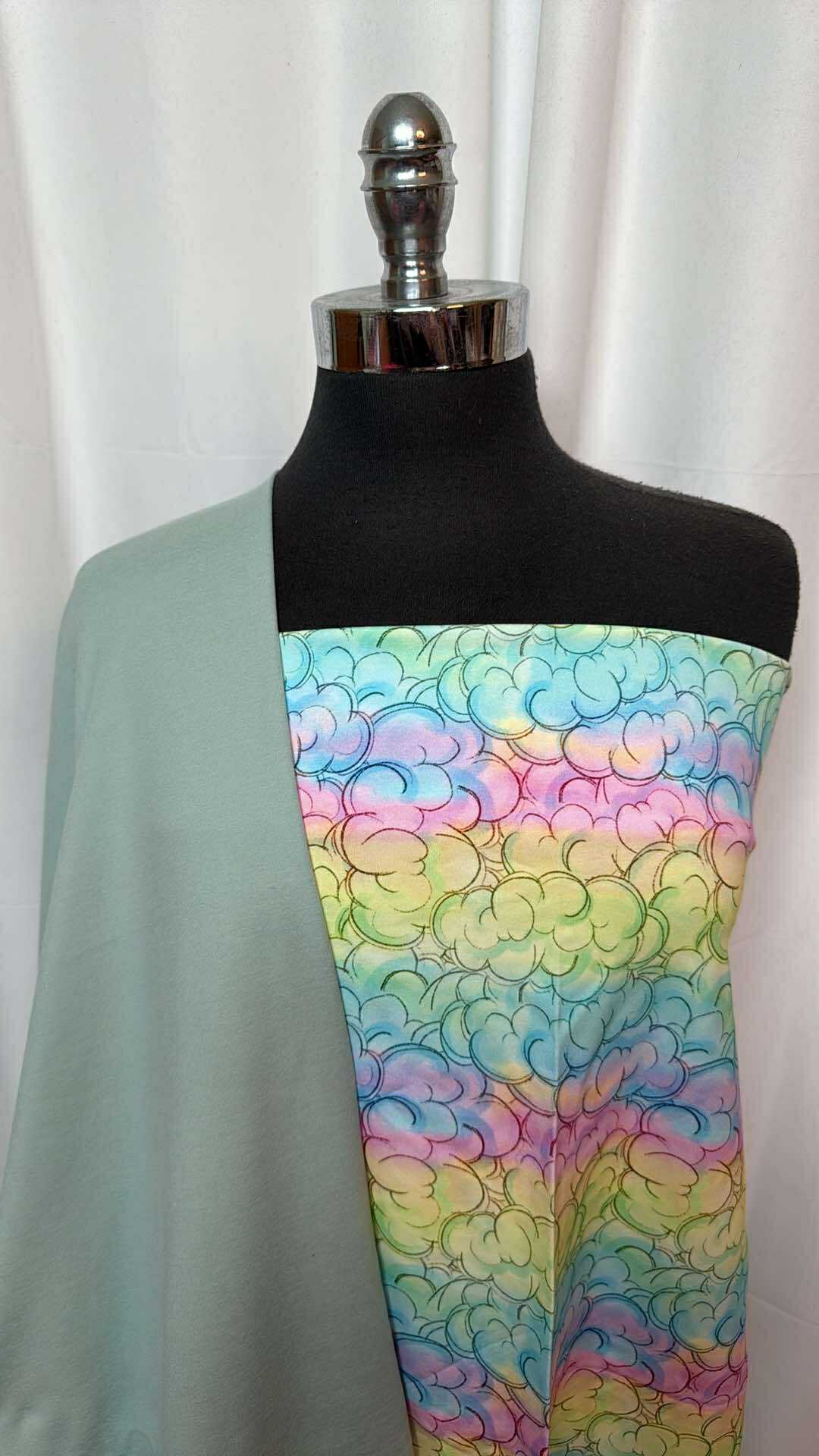 MINTY SLATE/CLOUDS BUNDLE : 1YD Ombre Clouds C/S & 2YD Minty Slate Peached PF : A27436