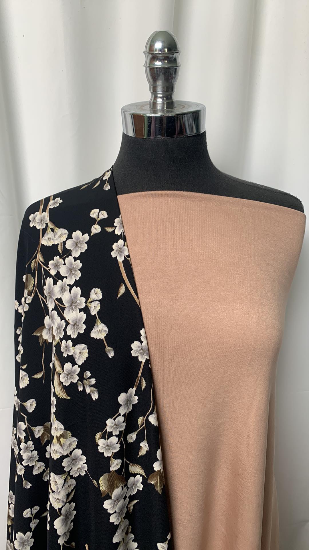 BLACK/TAUPE FLORAL BUNDLE : 2YD Taupe Modal Ponte & 2YD Floral PWD : A1435