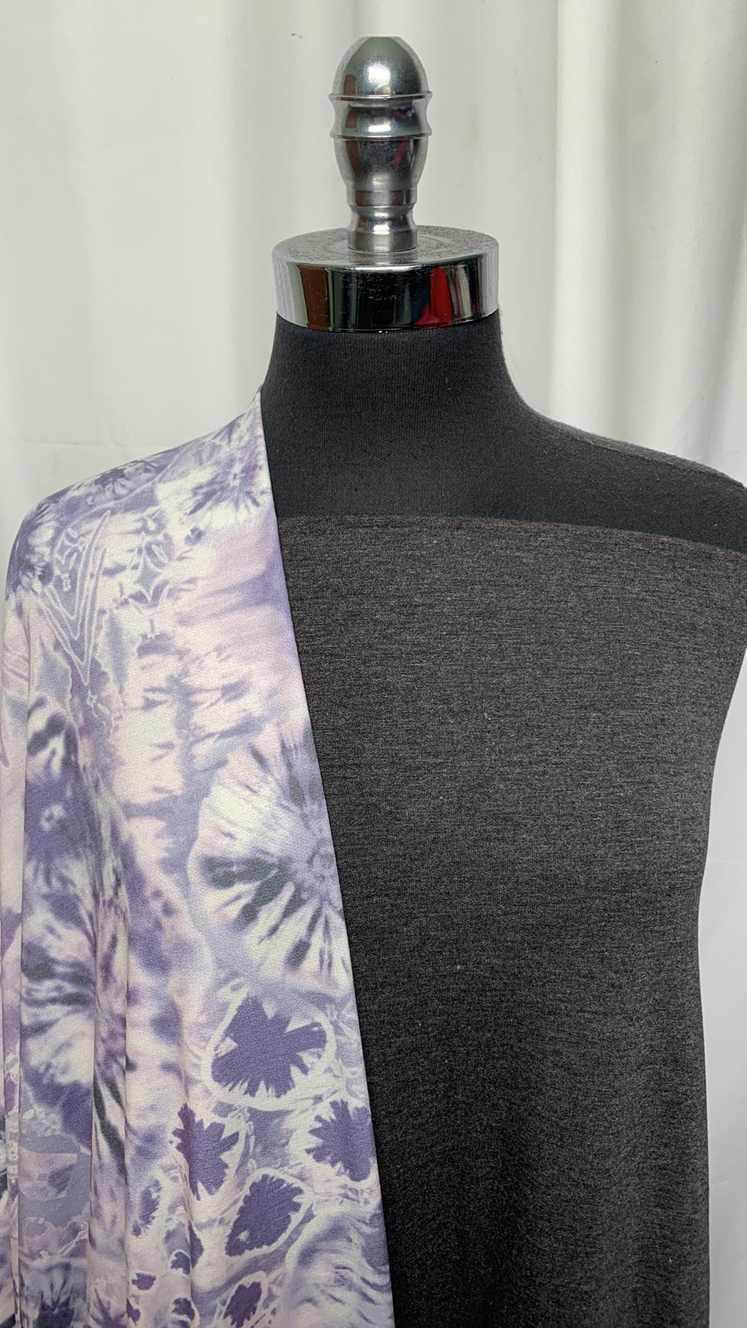 CHARCOAL/PURPLE TIE DYE BUNDLE : 2YD Charcoal PRS FT & 2YD Ivory/Purple Beachy Tie Dye PRS FT : A25403