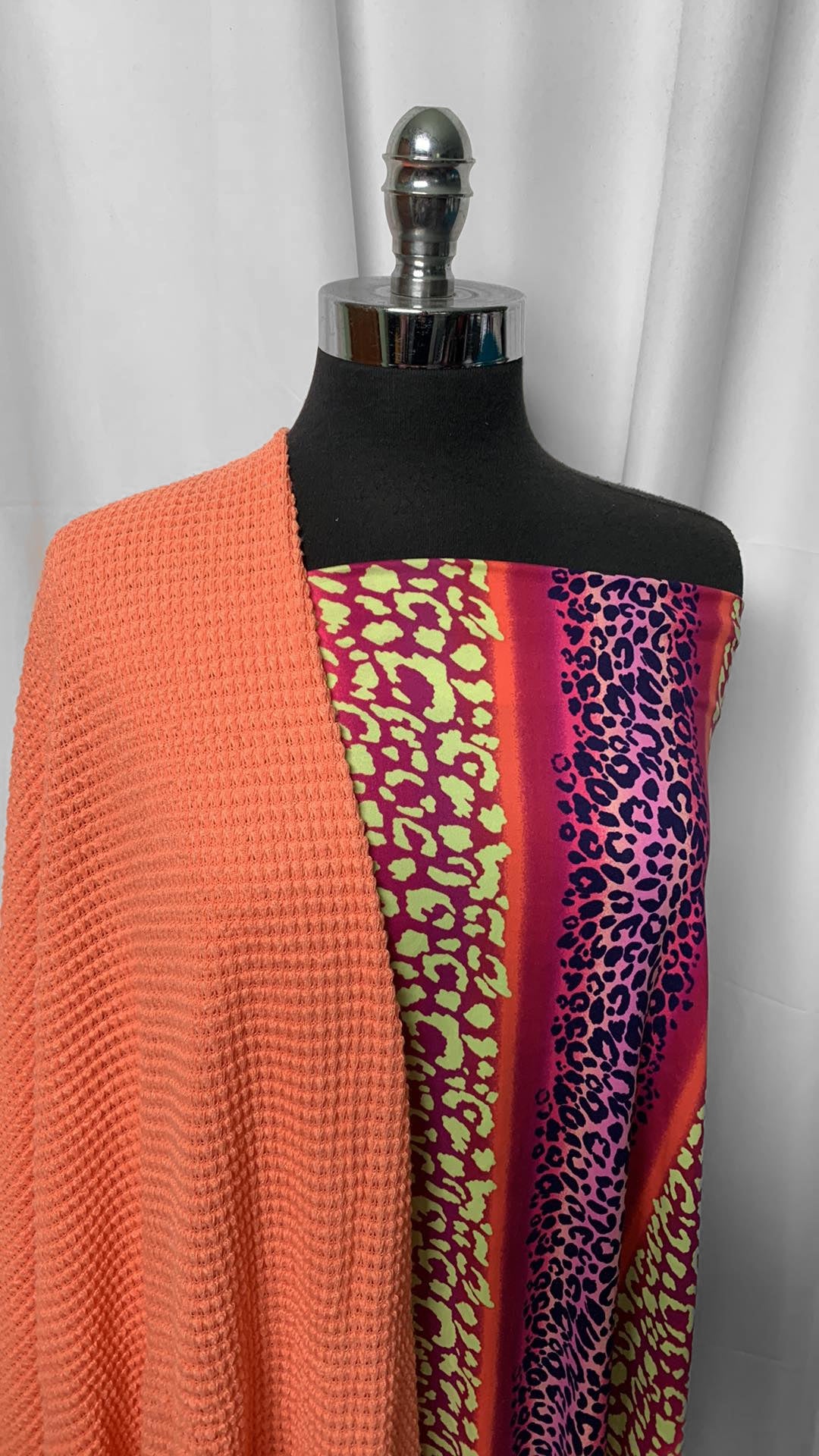 CORAL/LEOPARD BUNDLE : 2YD Coral Pucker Waffle & 1YD Vertical Leopard DBP : A2203