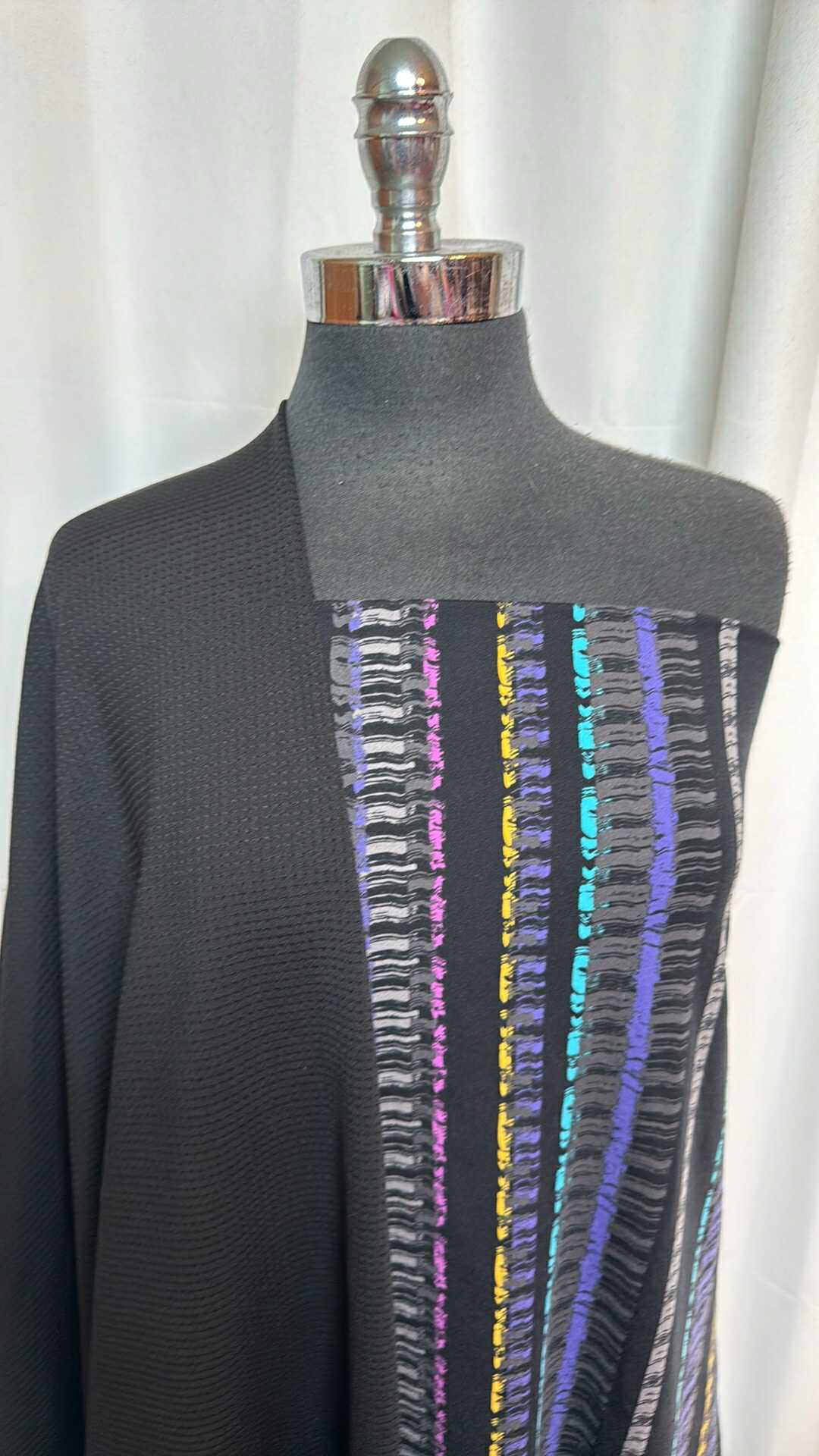 BLACK/VERTICAL STRIPE BUNDLE : 2YD Black PF Mesh & 2YD Vertical Stripe Supplex : A28696