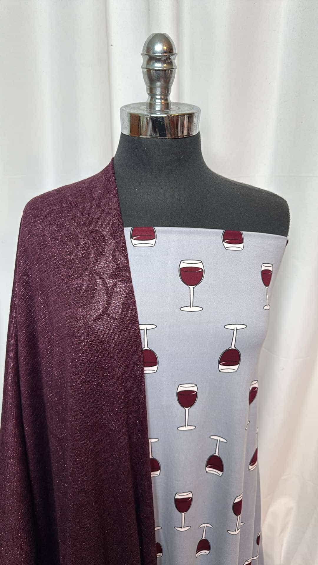 WINE/LUREX BUNDLE : 2YD Wine DBP & 2YD Lurex Sweater Knit : A26896