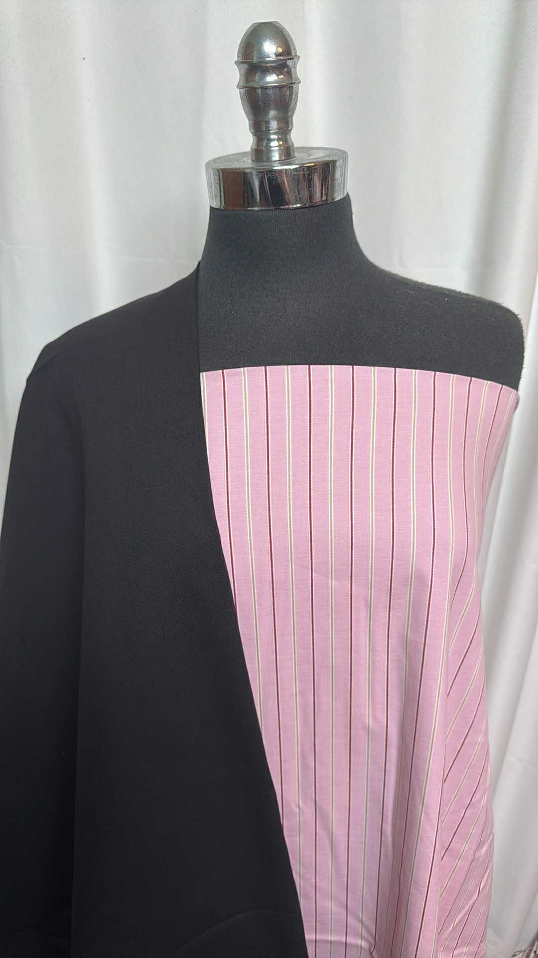 BLACK/PINK PINSTRIPE BUNDLE : 2YD Pink Pinstripe C/S Woven & 2YD Black Stretch Twill (46" Wide) : A27907