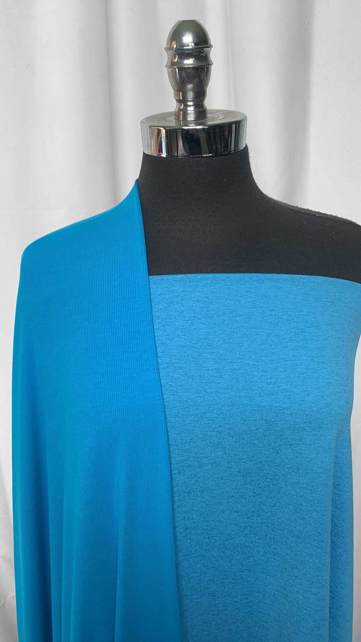 DOUBLE TURQUOISE BUNDLE : 1+YD Turquoise Peached PF & 2YD Turquoise Modal/Spandex Rib : A25634