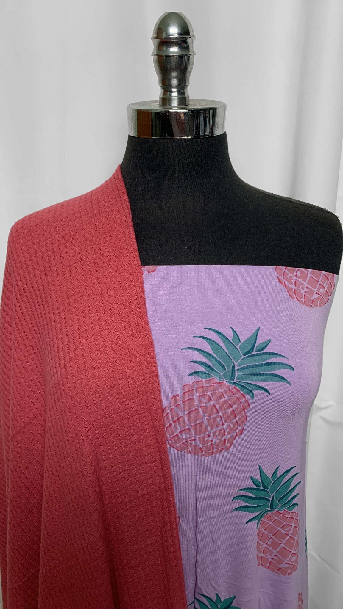PURPLE PINEAPPLES BUNDLE : 2YD Pineapples Bamboo & 1.5YD Brushed Waffle : A25784