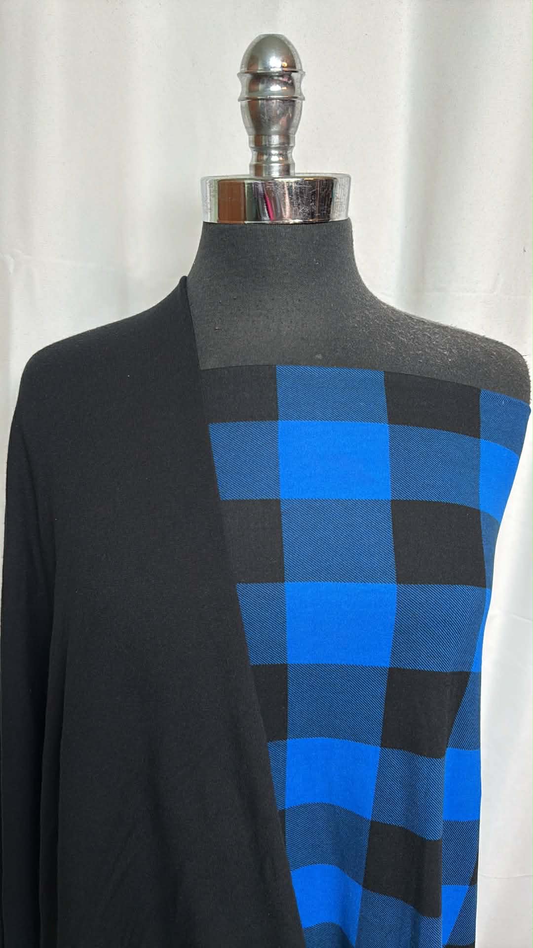 BLACK/BLUE PLAID BUNDLE : 2YD Blue/Black Plaid DBP & 1YD Black Brushed Modal/Spandex FT : A29504