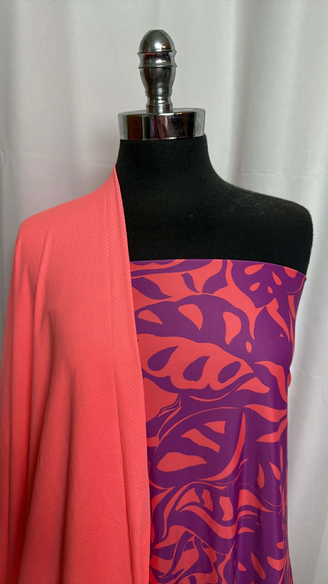 NEON/LEAVES BUNDLE : 2YD Purple/Coral Leaves N/S Swim & 2YD Neon PF Mesh : A29438