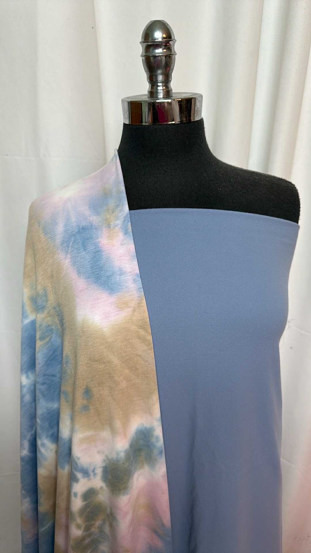 CITY BLUE/BLUE-TAUPE TIE DYE BUNDLE : 2YD Blue/Taupe/Pink Tie Dye PRS FT & 2YD City Blue Brushed Supplex : A27503