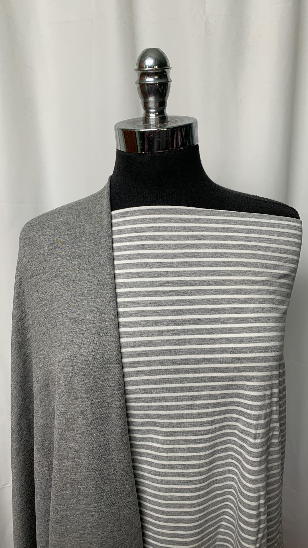 GREY STRIPES BUNDLE : 2YD Grey Stripe C/S & 2YD Grey Bamboo FT : A1581