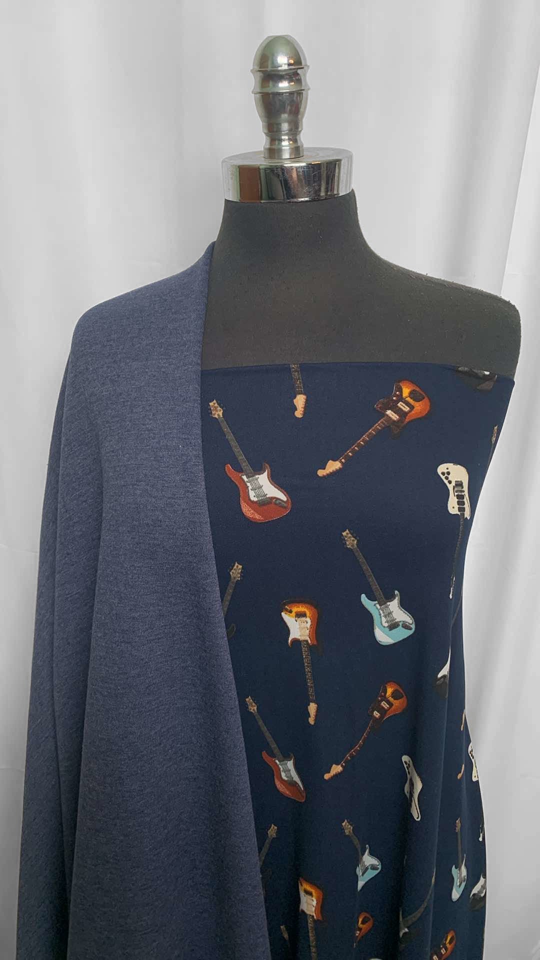 NAVY/GUITARS BUNDLE : 2YD Guitars DBP & 2YD Navy Sweatshirt Fleece (72" Wide) : A26026