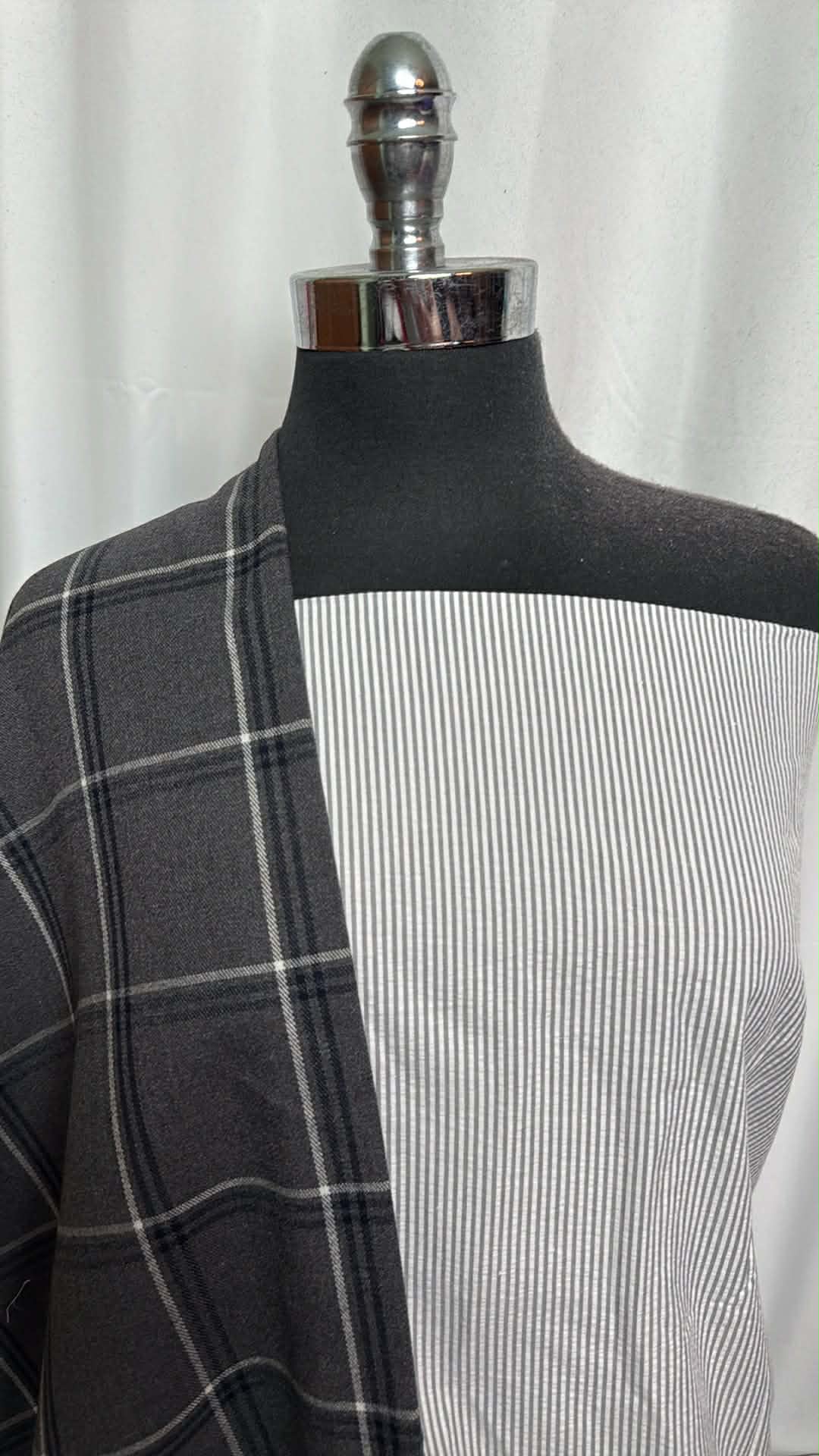 PLAID/SEERSUCKER BUNDLE : 2YD Seersucker Stripe & 2YD Plaid Flannel : A29823