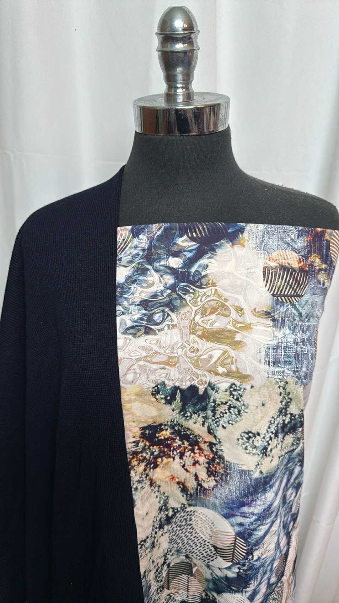 INDIGO/ABSTRACT BUNDLE : 1YD Abstract Brushed PF & 1YD Indigo Cotton Thermal : A28069