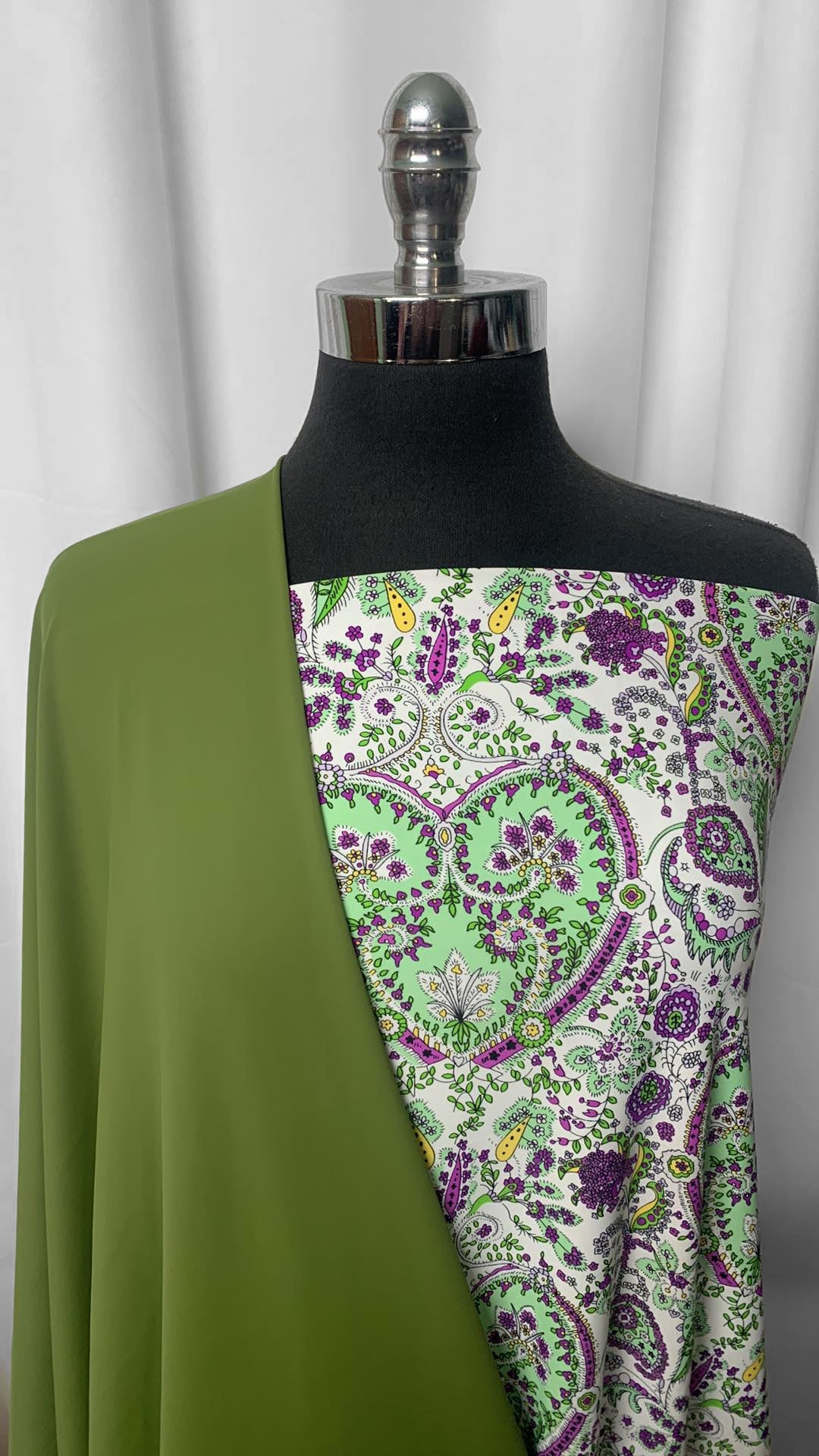 OLIVE/PURPLE PAISLEY BUNDLE : 2.5YD Purple/Green Heart Paisley N/S & 2YD Olive N/S : A24963