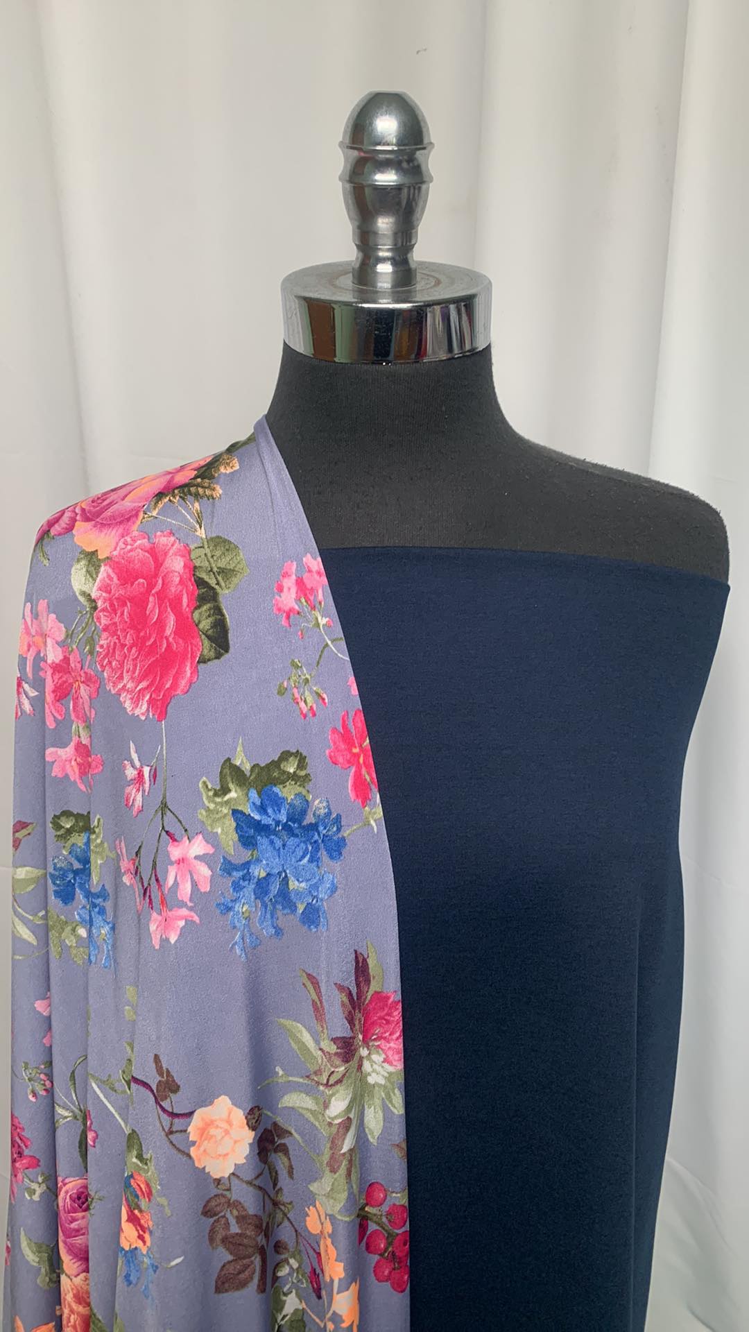 NAVY/BLUE-PINK FLORAL BUNDLE : 2YD Navy Peached PF & 2YD Blue-Pink Floral ITY : A25279