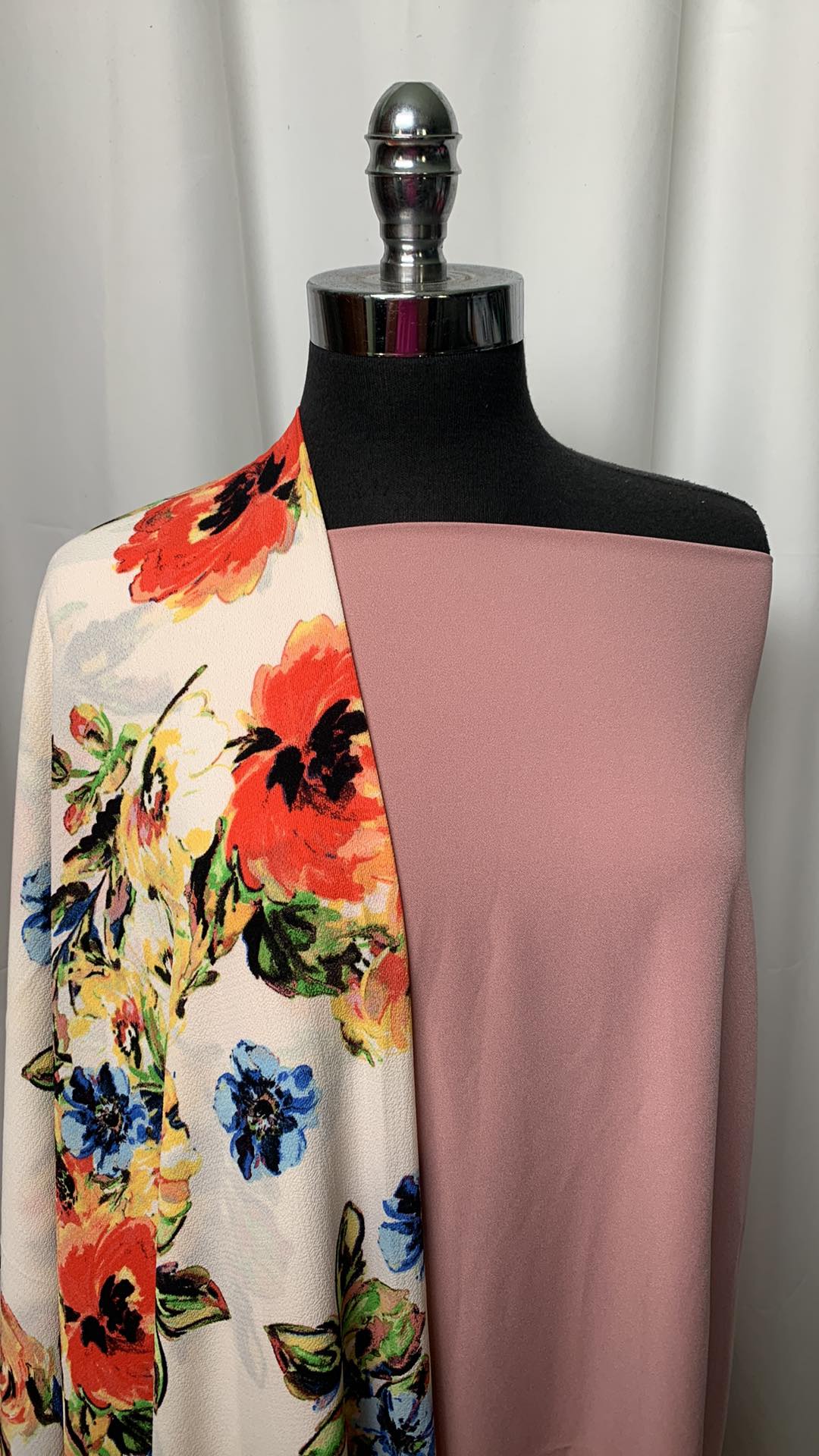 MAUVE FLORAL BUNDLE : 2YD Mauve Crepe & 2YD Floral Bubble Crepe : A1473