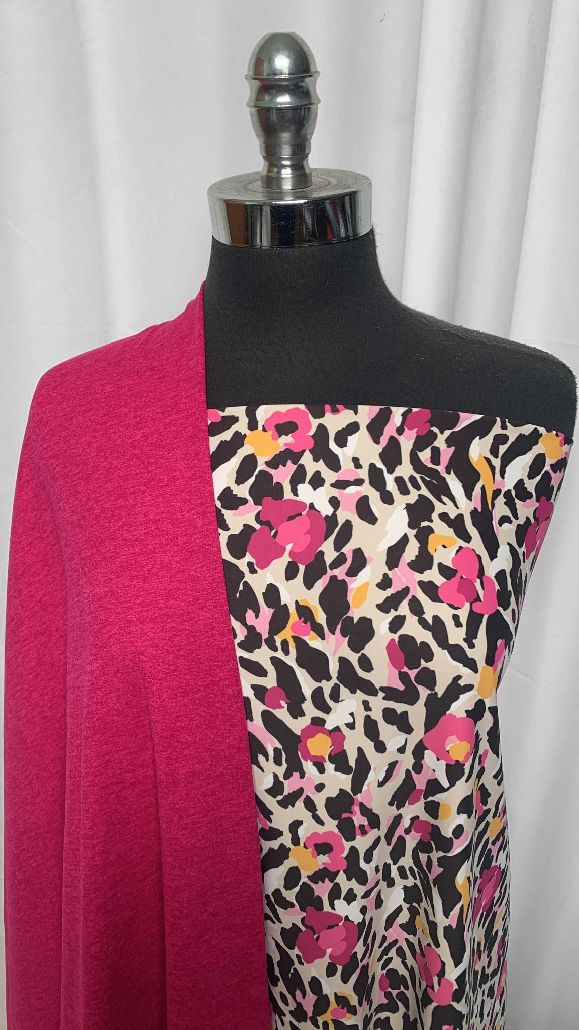 MAGENTA/LEOPARD BUNDLE : 1YD Leopard Yoga PF & 1.5YD Magenta Peached PF : A25556