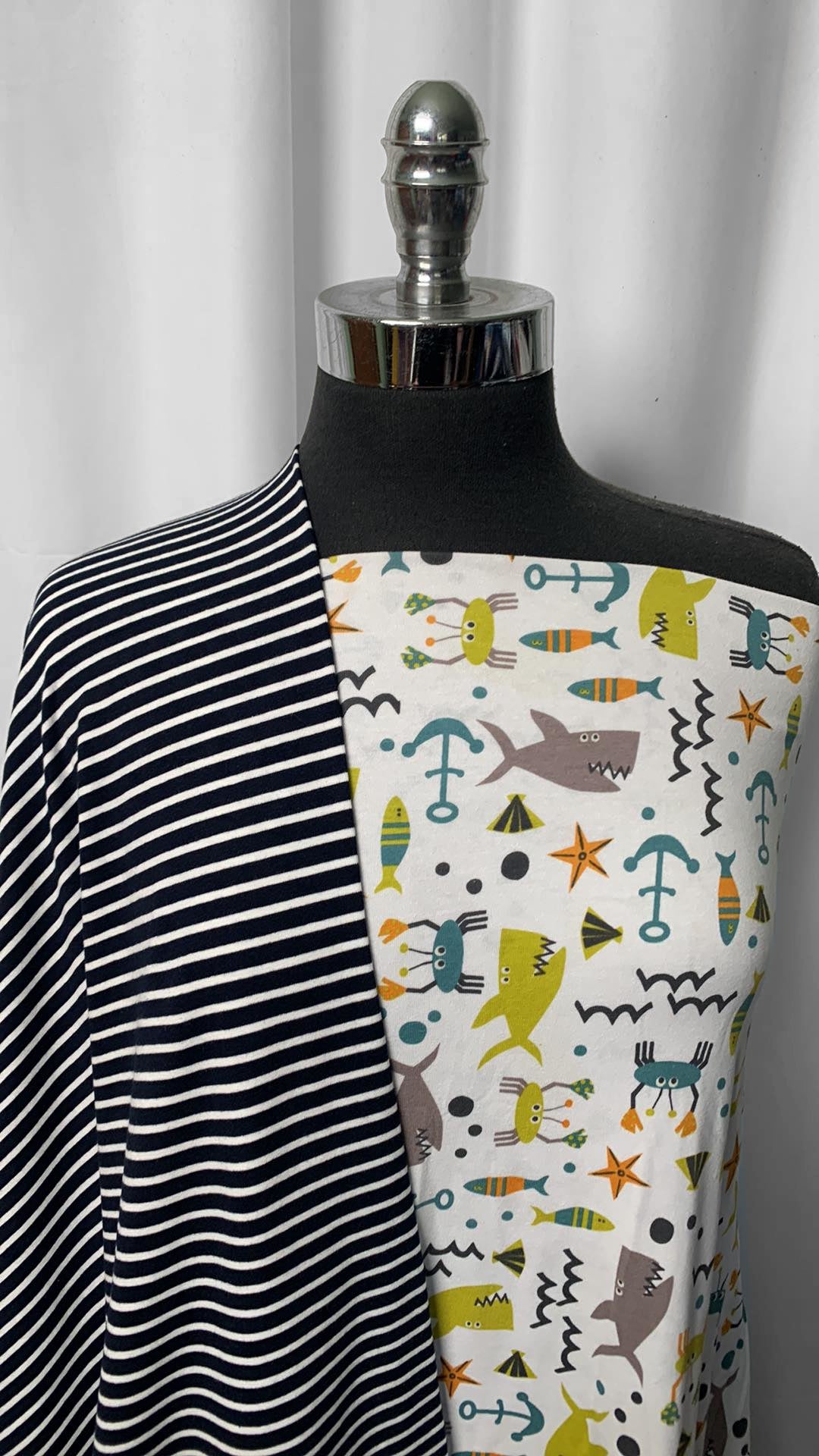 SEA/STRIPES BUNDLE : 2YD Sea Creatures C/S & 2YD Stripe C/S : A2308