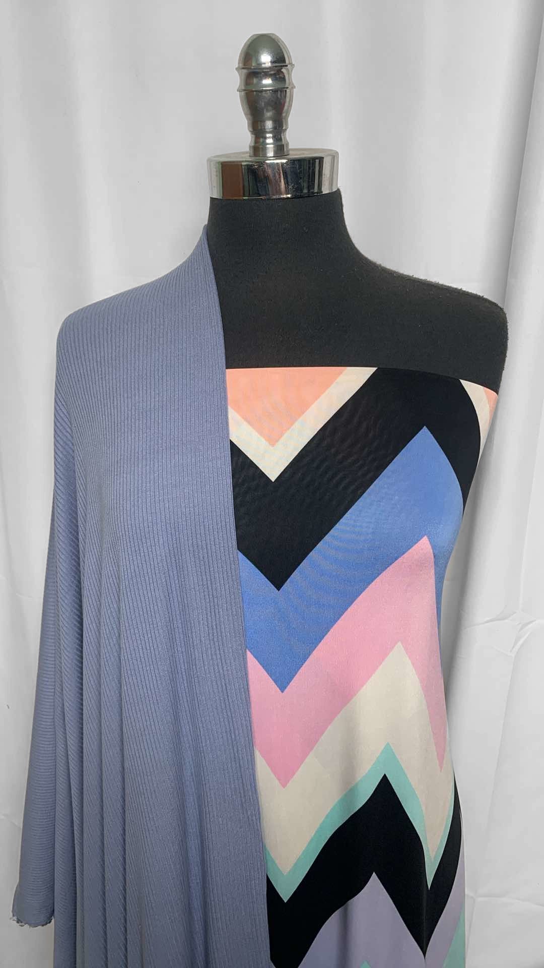PERIWINKLE/CHEVRON BUNDLE : 2YD Periwinkle Rib SK & 2.5YD Chevron Venezia : A25923