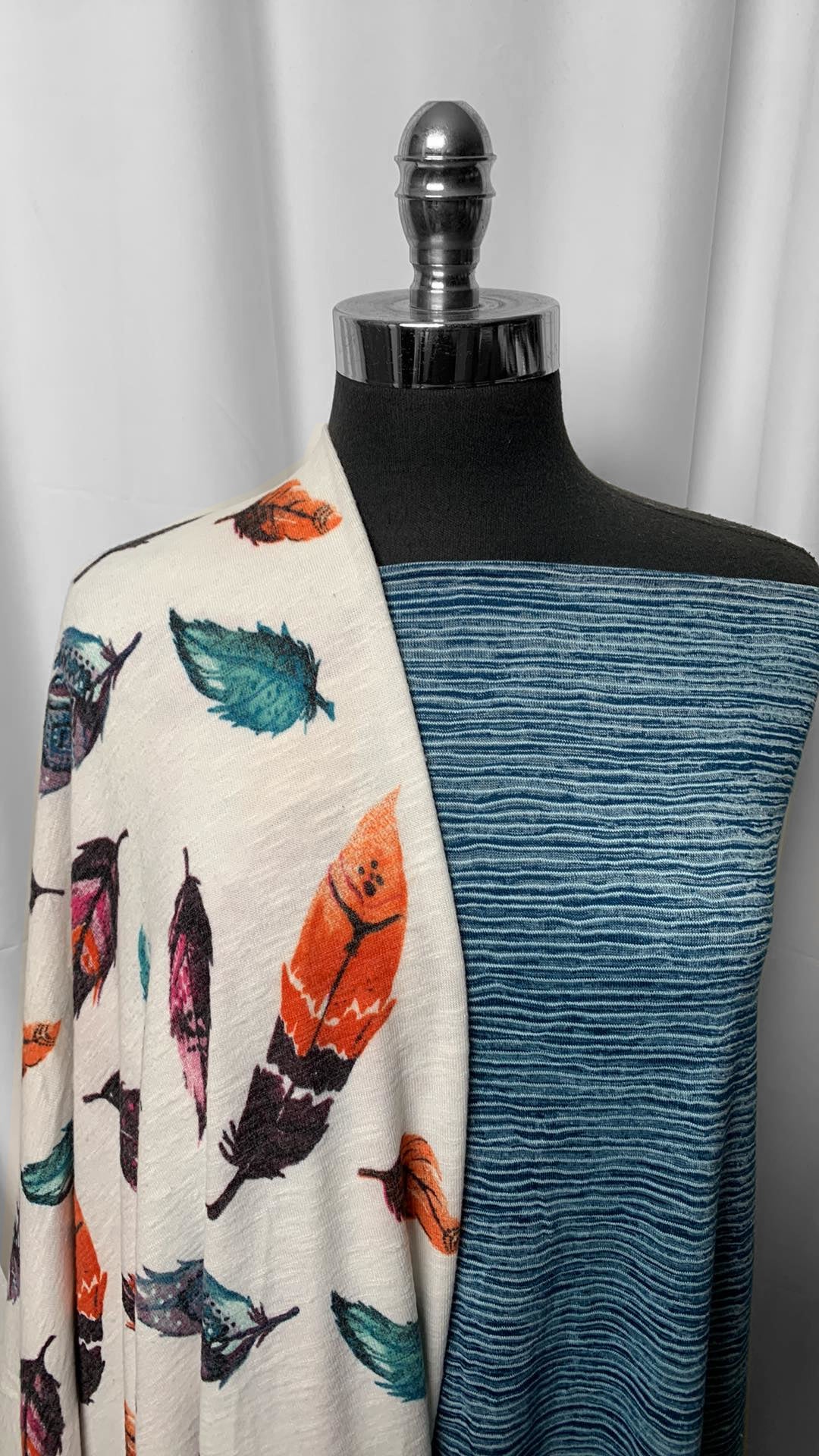 FEATHERS/STRIPE BUNDLE : 2YD Feathers Slub Sweater & 2YD Stripe Light-Weight Sweater : A24972