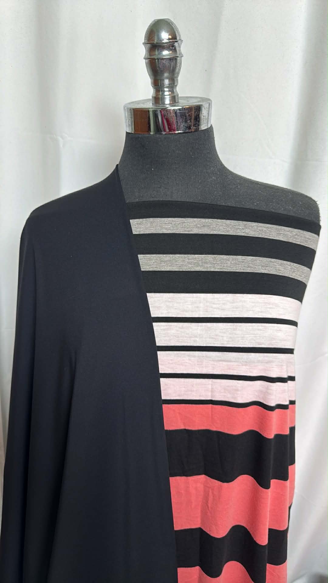BLACK/VARIEGATED STRIPE BUNDLE : 1.5YD Variegated Stripe PRS Jersey & 2YD Black Brushed-Back PF : A29701