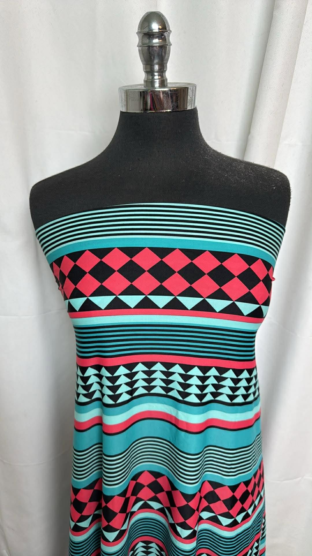 Geometric Stripe - Nylon/Spandex Swim- 2 Yard Cut